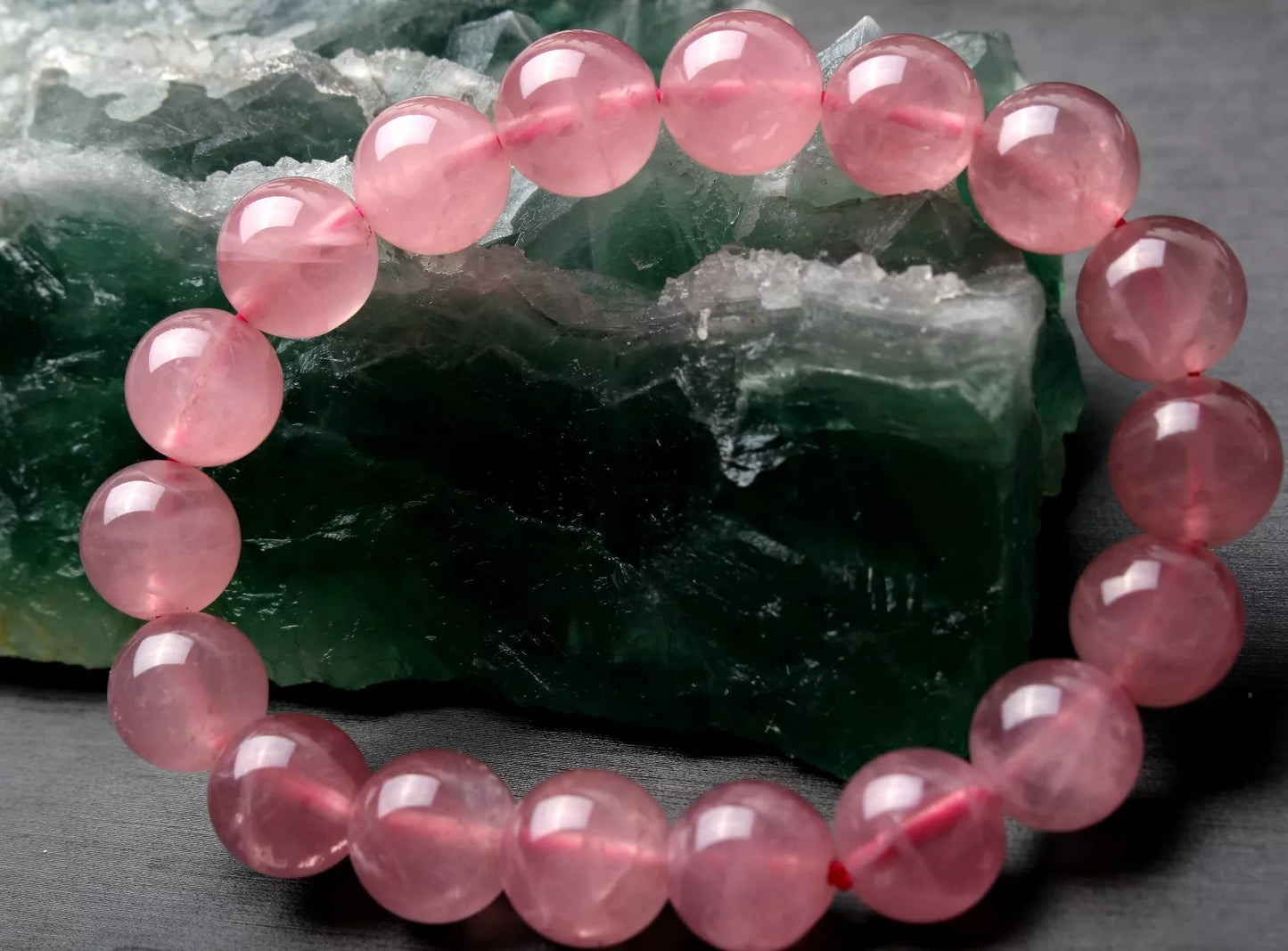 11.5mm Natural Madagascar Rose Quartz Crystal Round Beads Madam Gift Bracelet