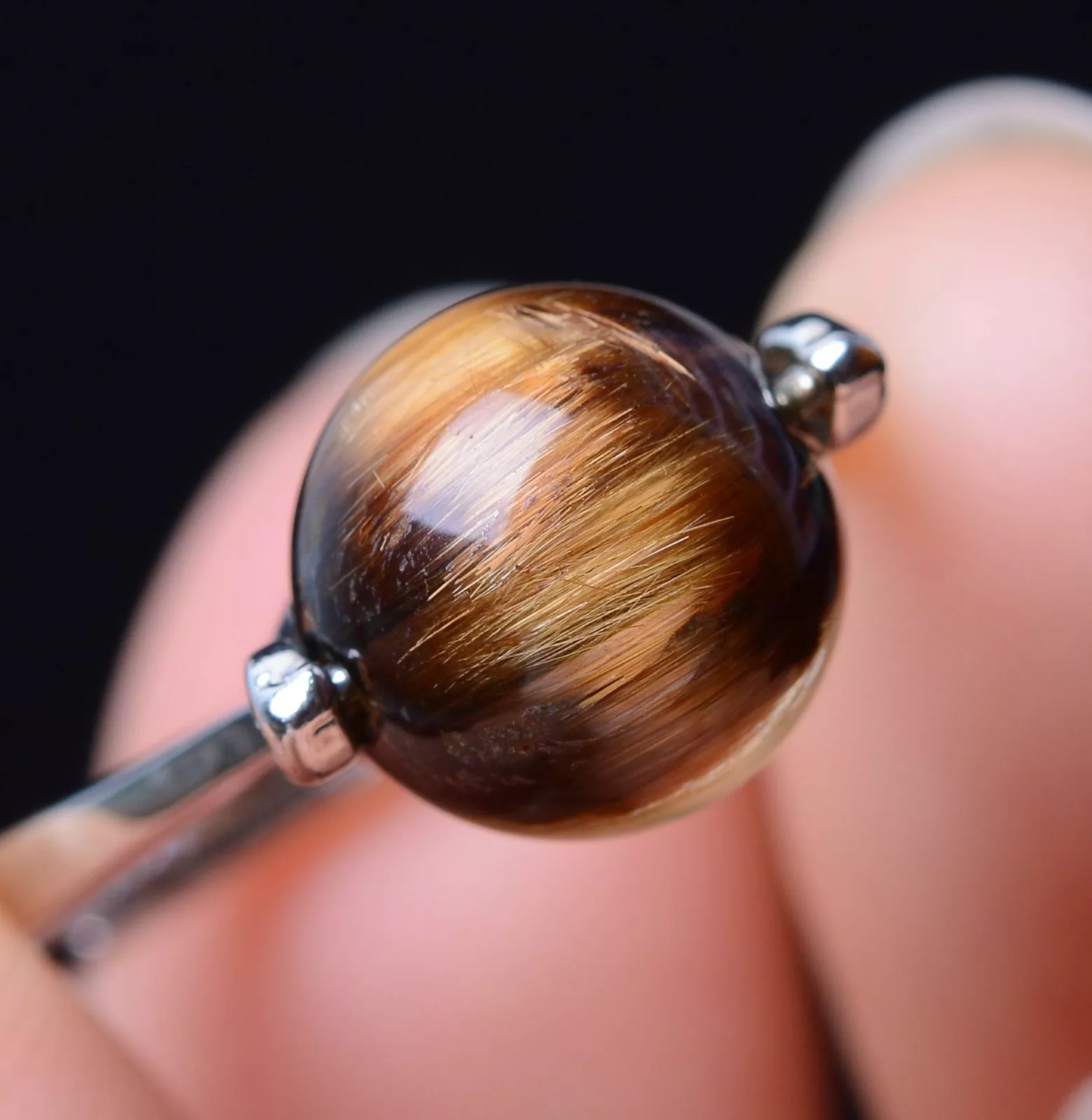 14.35ct Natural Gold Rutilated Quartz Crystal Men And Women Cure Powerful Ring