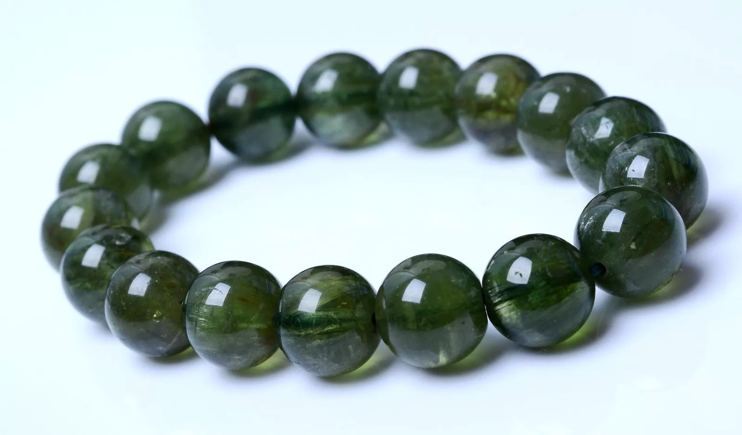 12mm Natural Green Apatite Cat Eye Crystal Round Beads Man & Woman Bracelet