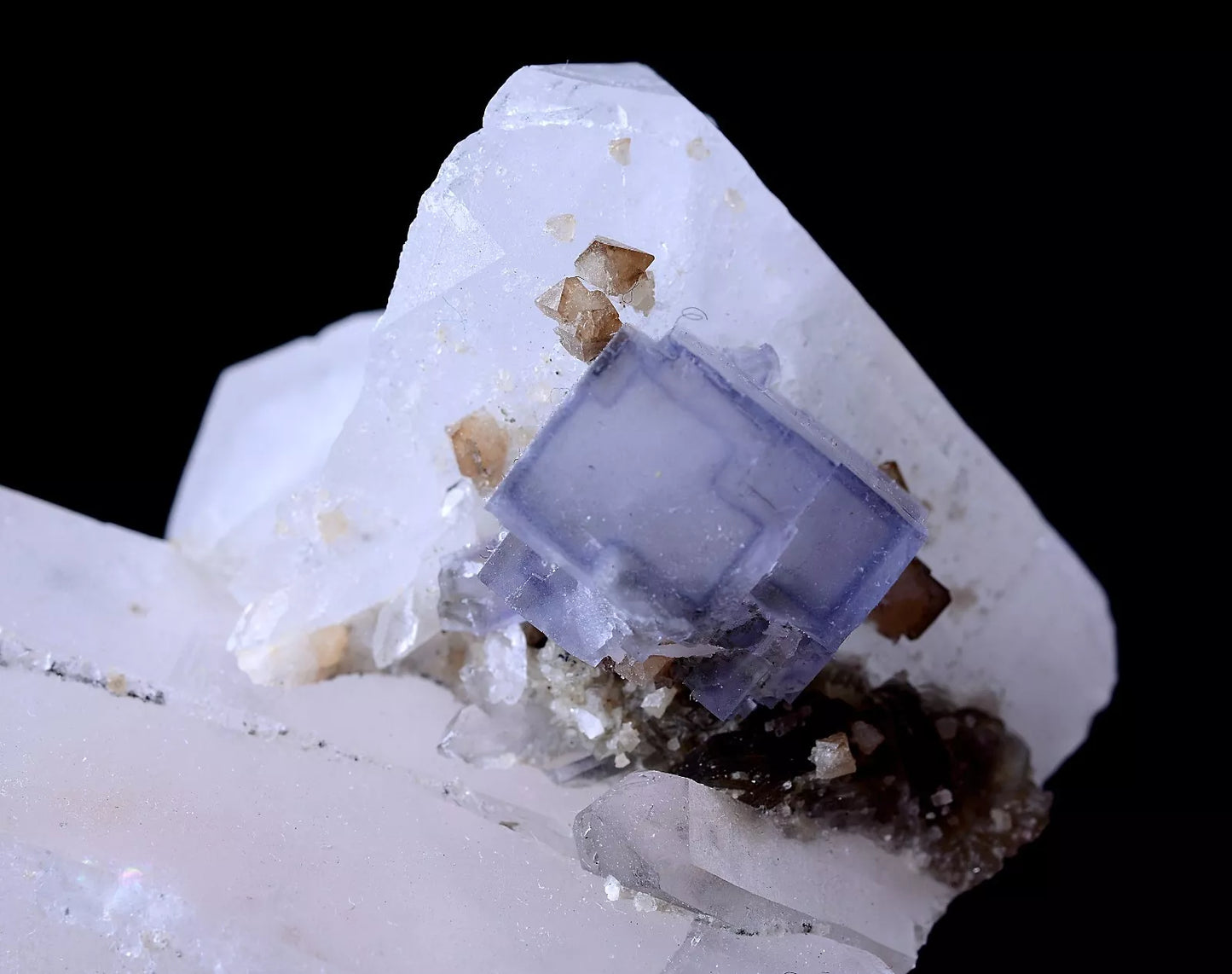 145g Rare Quartz CRYSTAL CLUSTER& Scheelite Fluorite Symbiotic Mineral Specimen