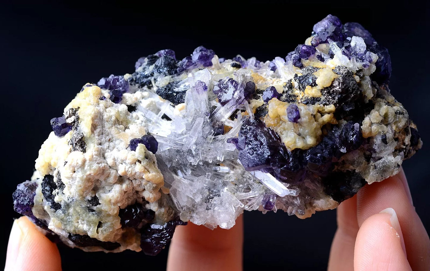 162g Inner Mongolia New Find Purple Fluorite & Quartz Crystal Mineral Specimen