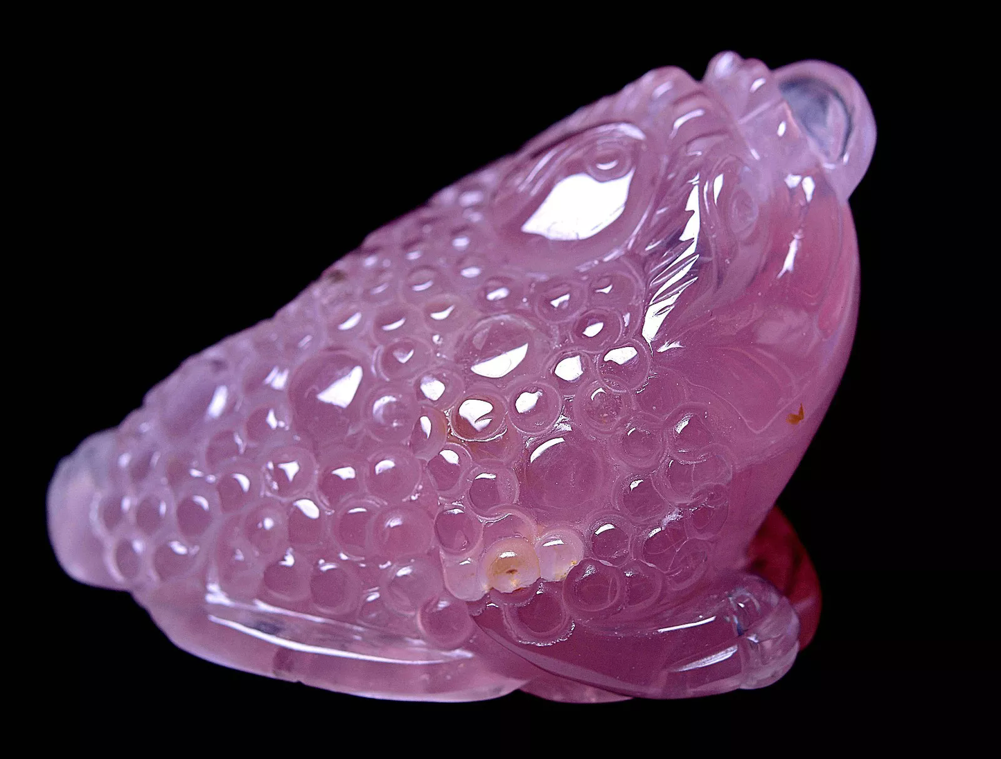 Natural Rose Crystal Gold Toad Fortune With Lucky Decorations Mineral 124.23g