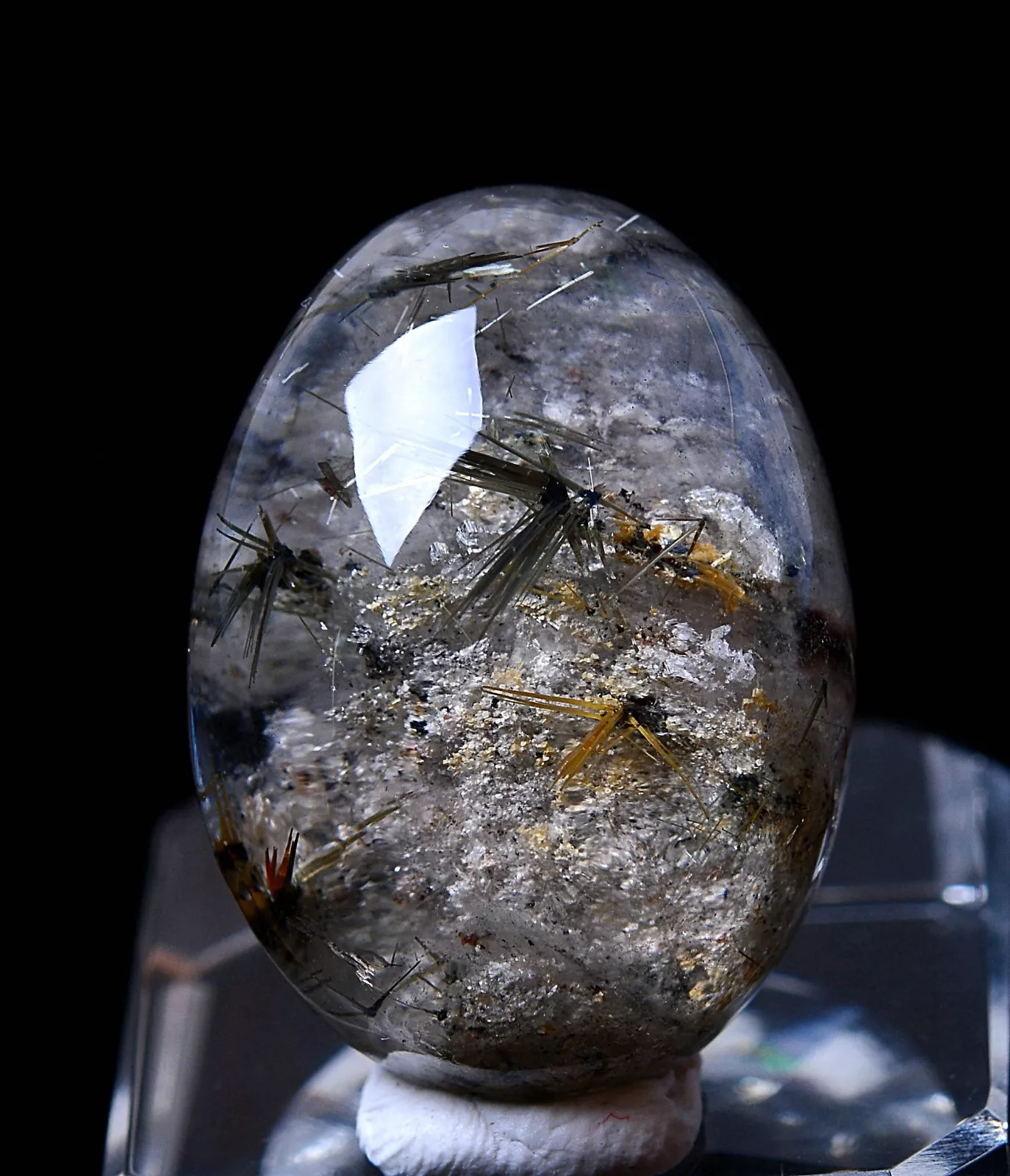 8.35g Rare Natural Clear Quartz Sunflower Rutilated Crystal Silver Pendant