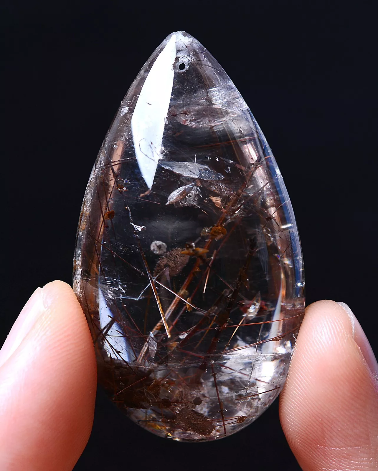 28.56g RARE NATURAL Clear Mica Quartz "Stone in Stone" Crystal Pendant Healing