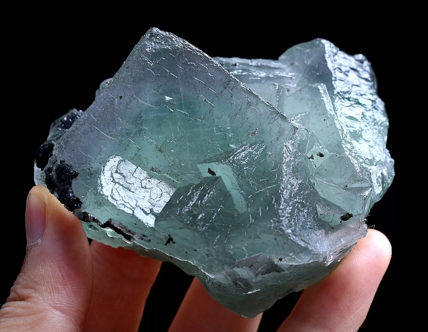 221gNatural Phantom Window Green Purple Cubic Fluorite CLUSTER Mineral Specimen