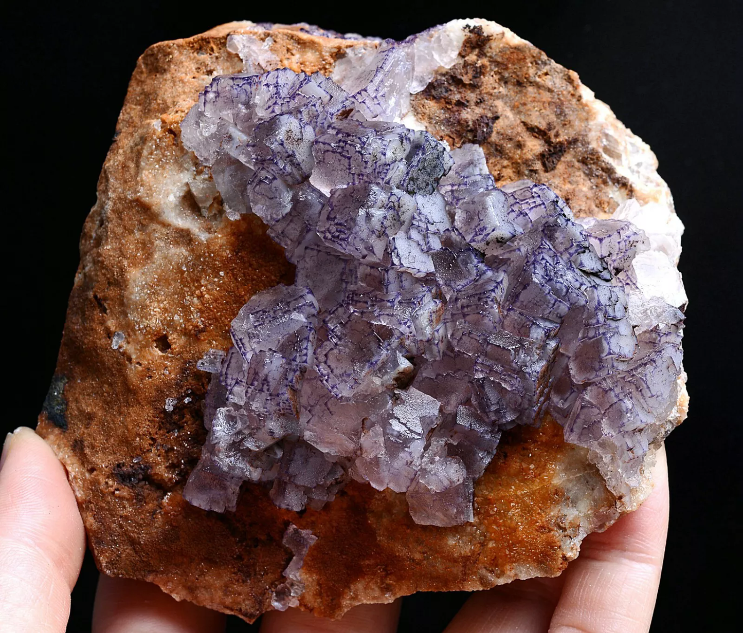 448g Natura Cube Purple Window FLUORITE CRYSTAL CLUSTERMineral Specimen/China