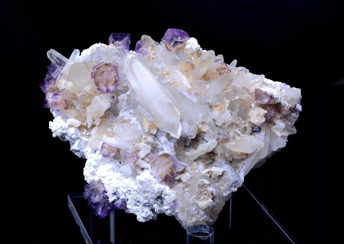 724g NEWLY DISCOVERED RARE PURPLE FLUORITE &CRYSTAL SYMBIOTIC MINERAL SAMPLES