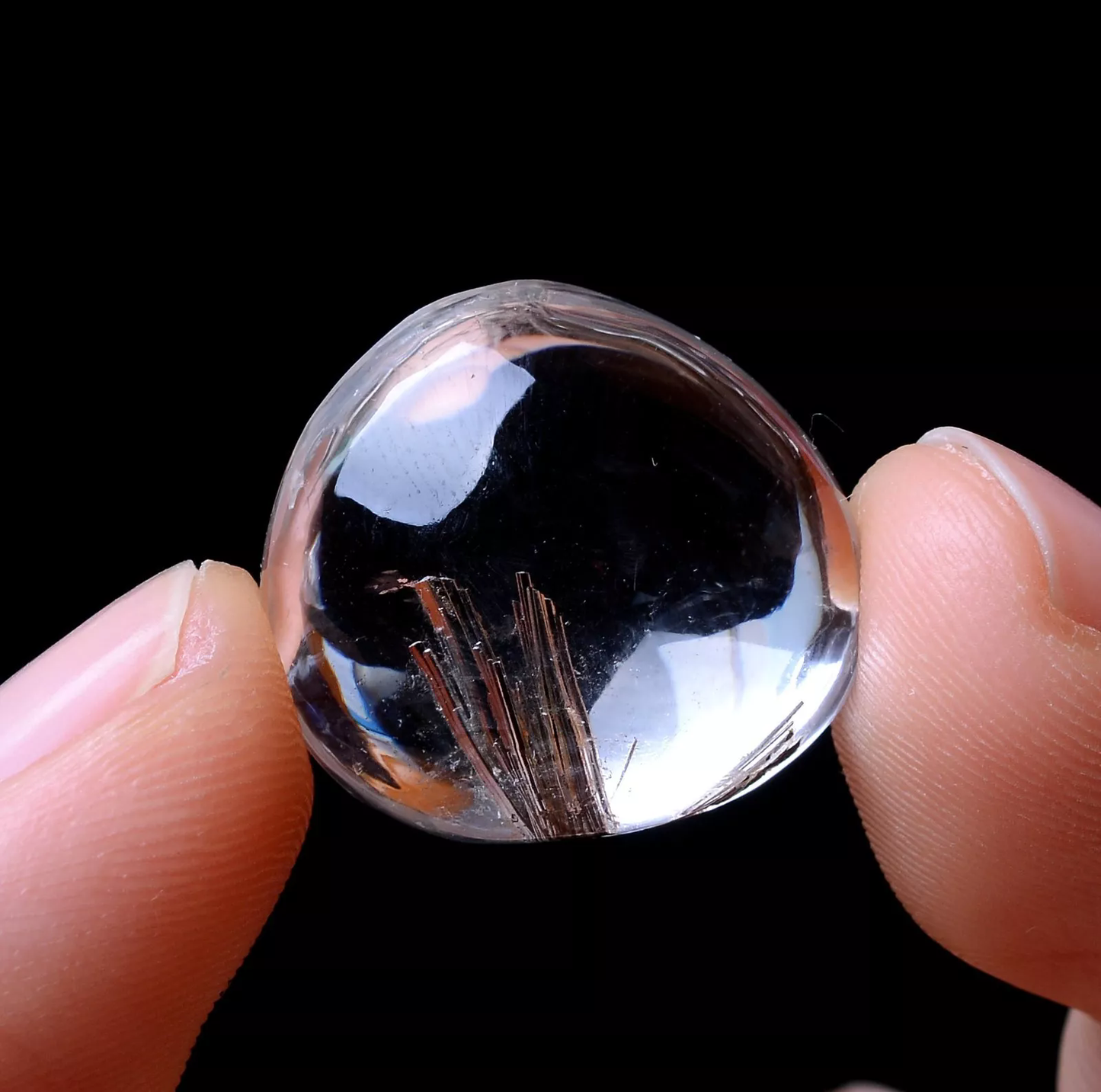 22.15ct Natural Black Rutilated Quartz Crystal Woman Men Cure Powerful Pendant