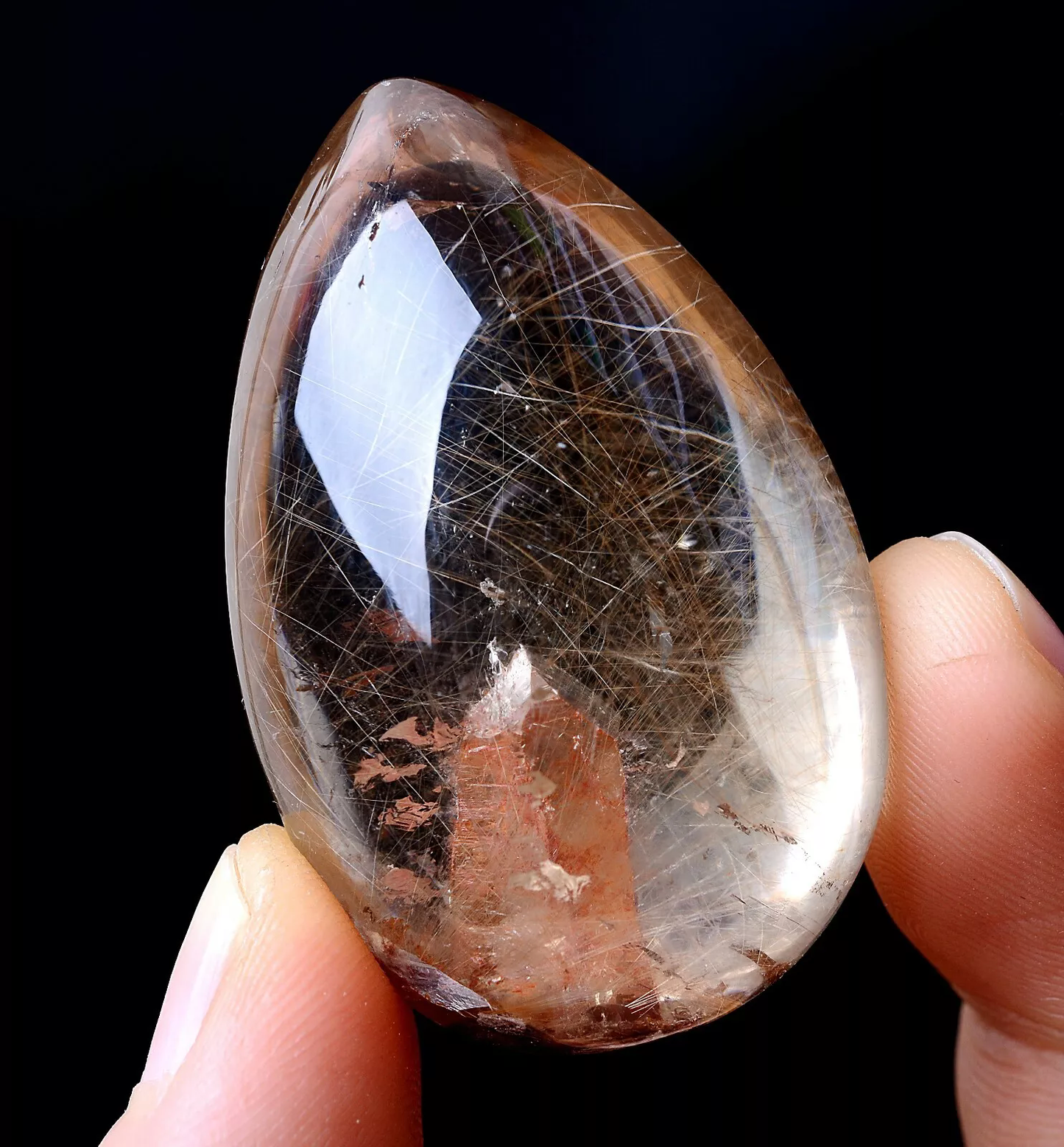 35g Rare Natural Gold Rutilated "Stone Inside Stone"Quartz Crystal Pendant