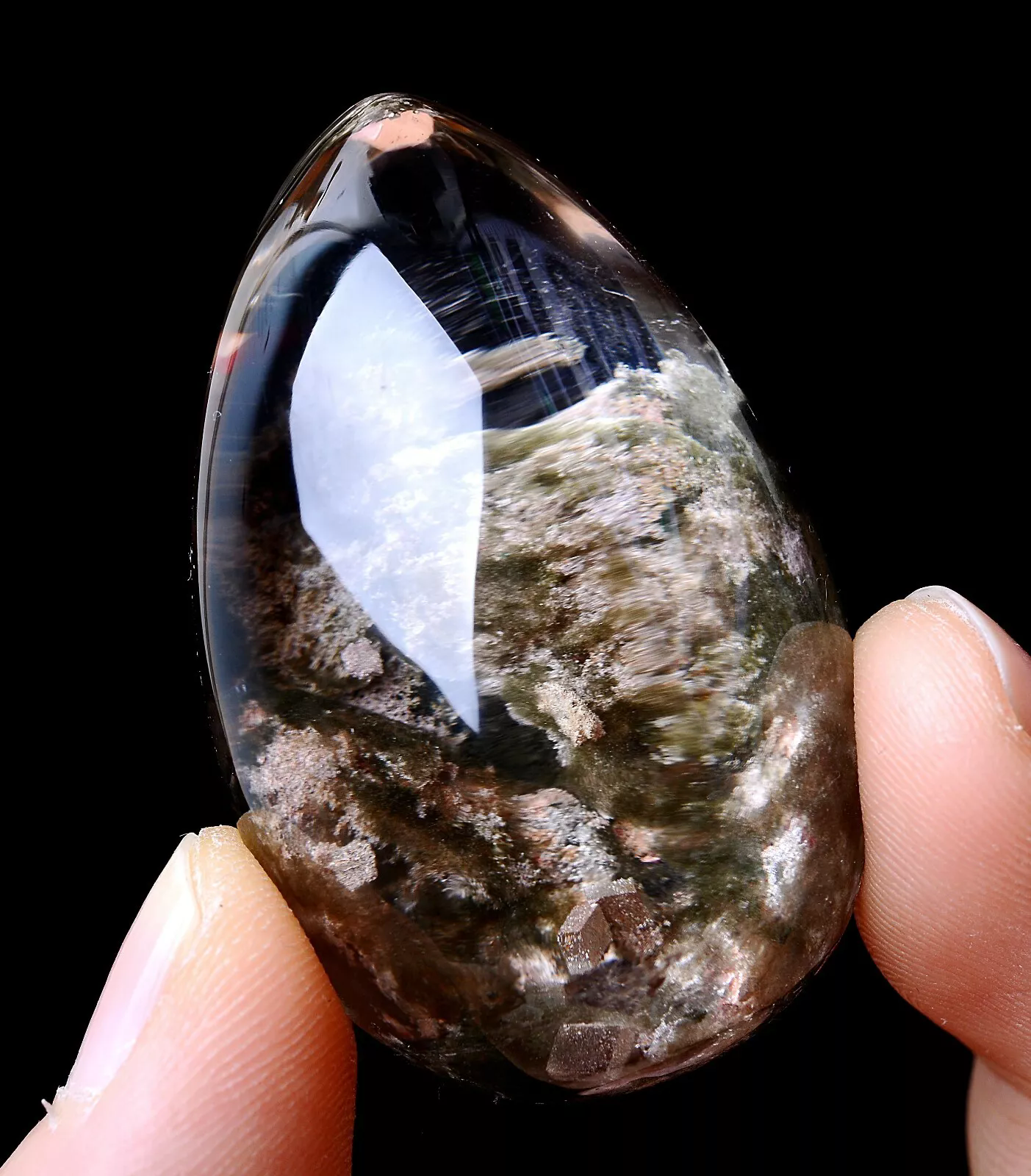 29.21g Natural Green Ghost Phantom "Stone Inside Stone"Calcite Crystal Pendant