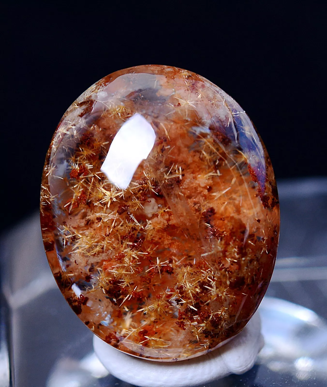 2.9g Natural transparent Rare Quartz Gold Hair Sunflower Rutilated Crystal Ring