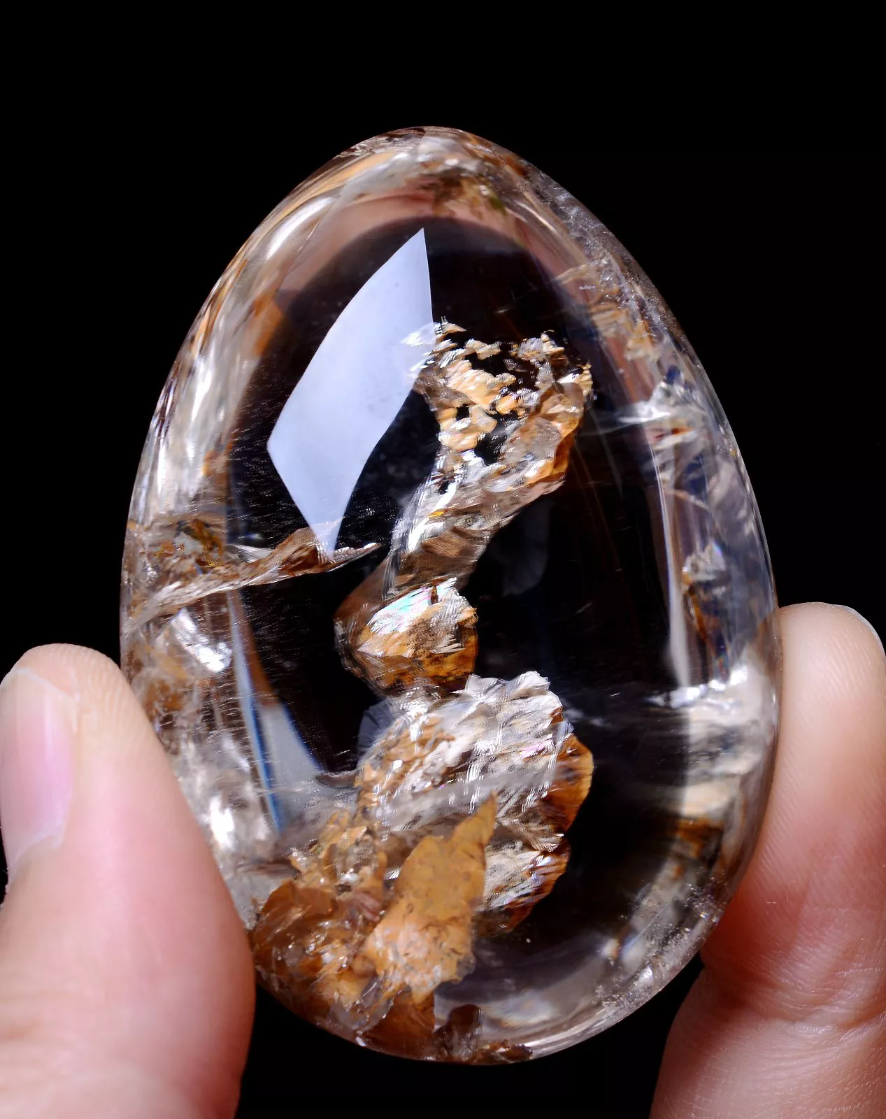 Natural Clear Rutilated "Stone Inside Stone"Quartz Crystal Pendant 67.39g