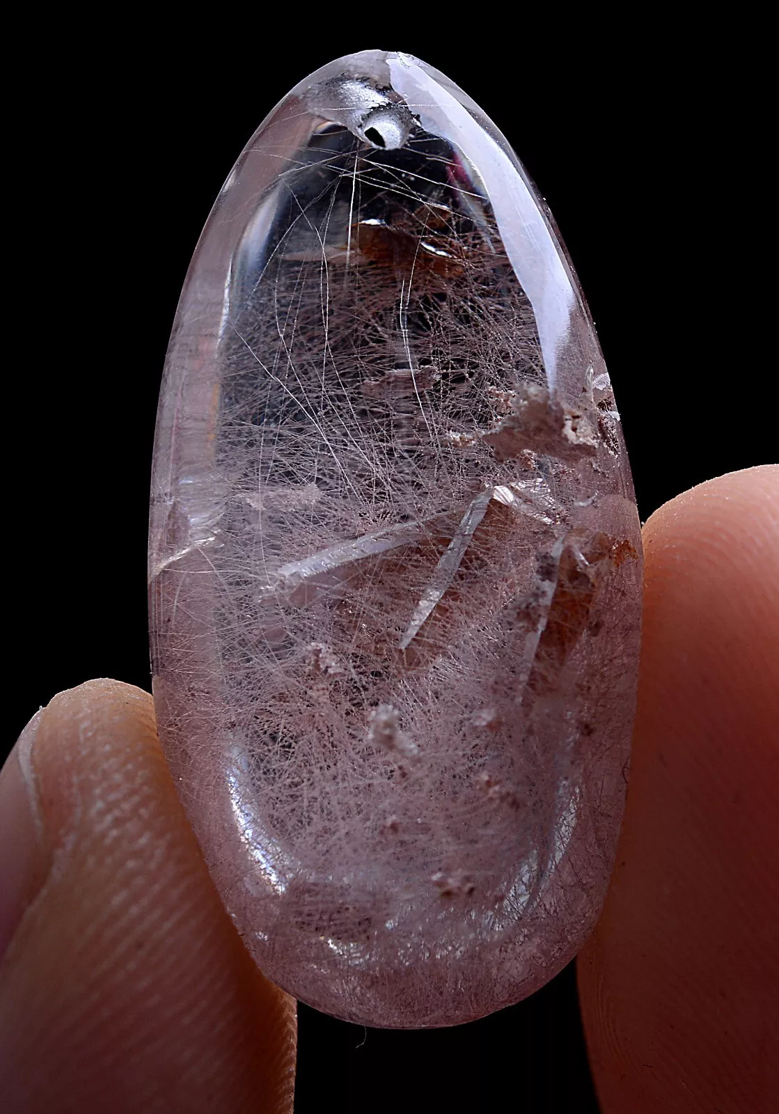 6.1g Natural Gold Rutilated Quartz Crystal "Stone Inside Stone" Cure Pendant