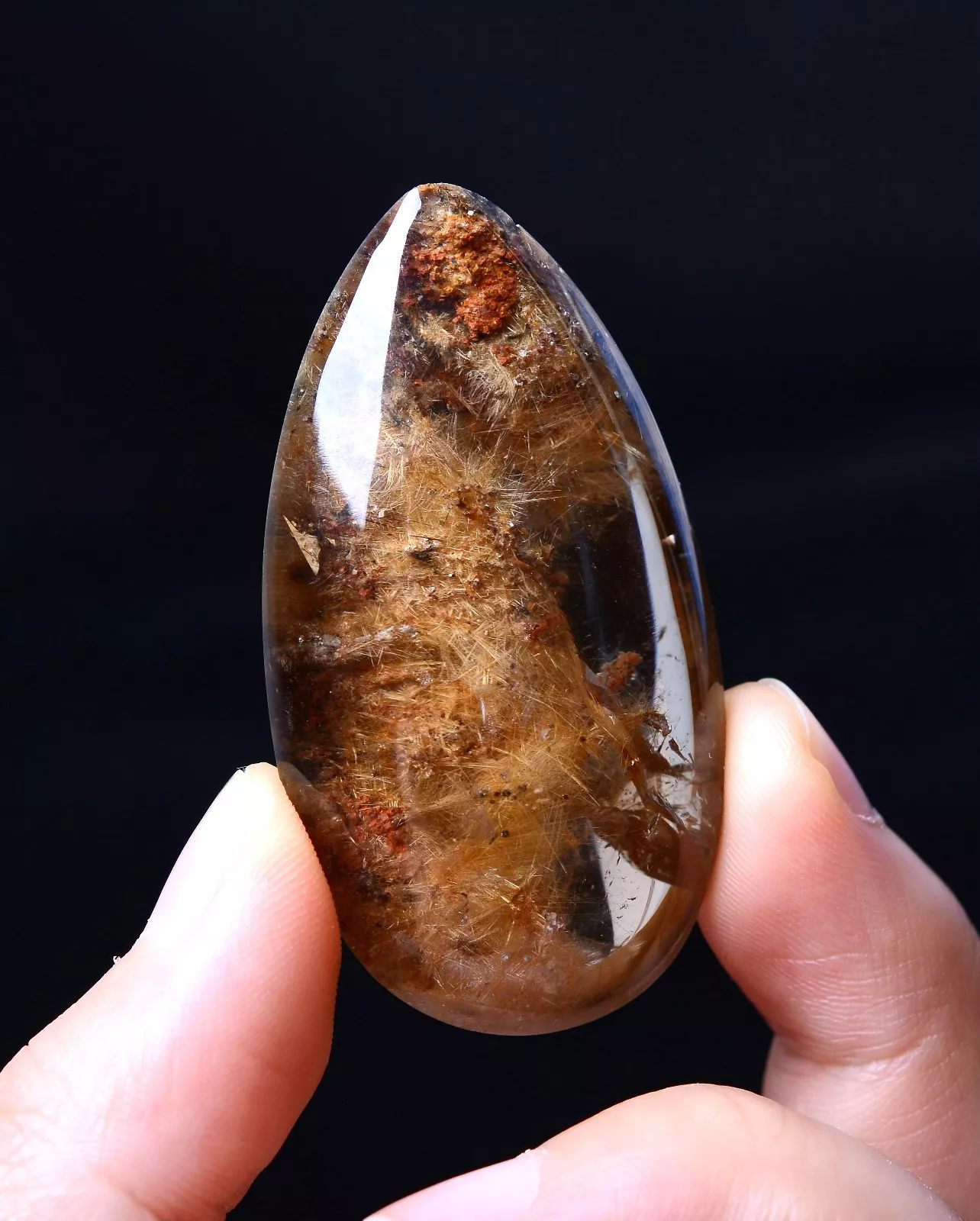 Natural Gold Rutilated Quartz Crystal Men And omen Cure Powerful Pendant 7.54g