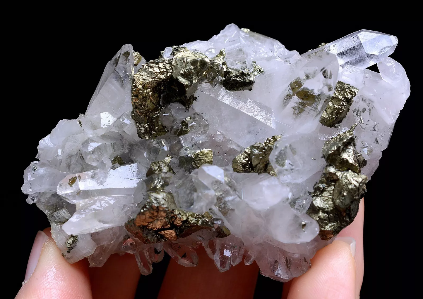 NEWLY DISCOVERED CRYSTAL CLUSTER & CHALCOPYRITE SYMBIOTIC MINERAL SAMPLES 153g