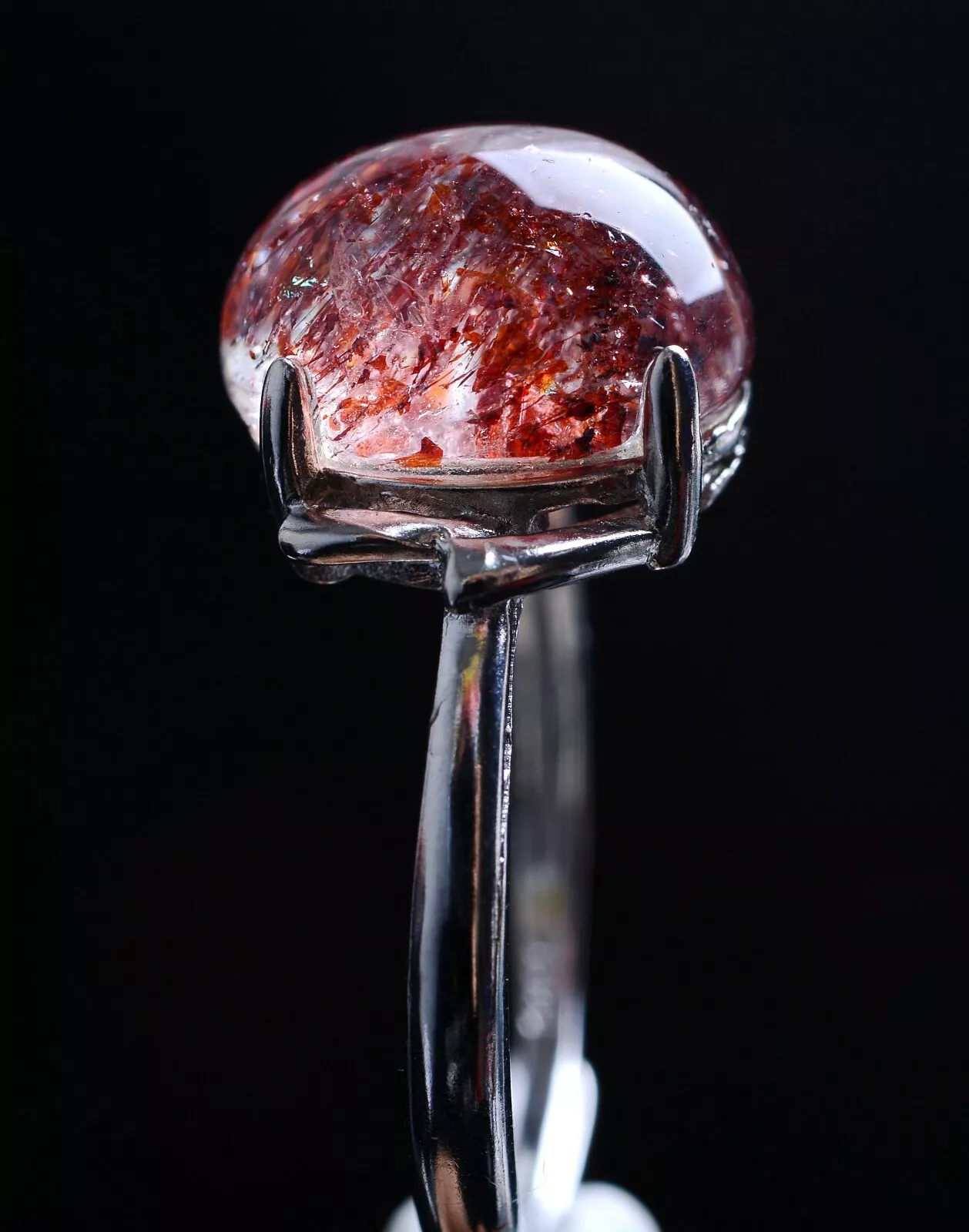 3g Natural Gem Red Super Seven Quartz Lepidocrocite Women Ring Adjustable