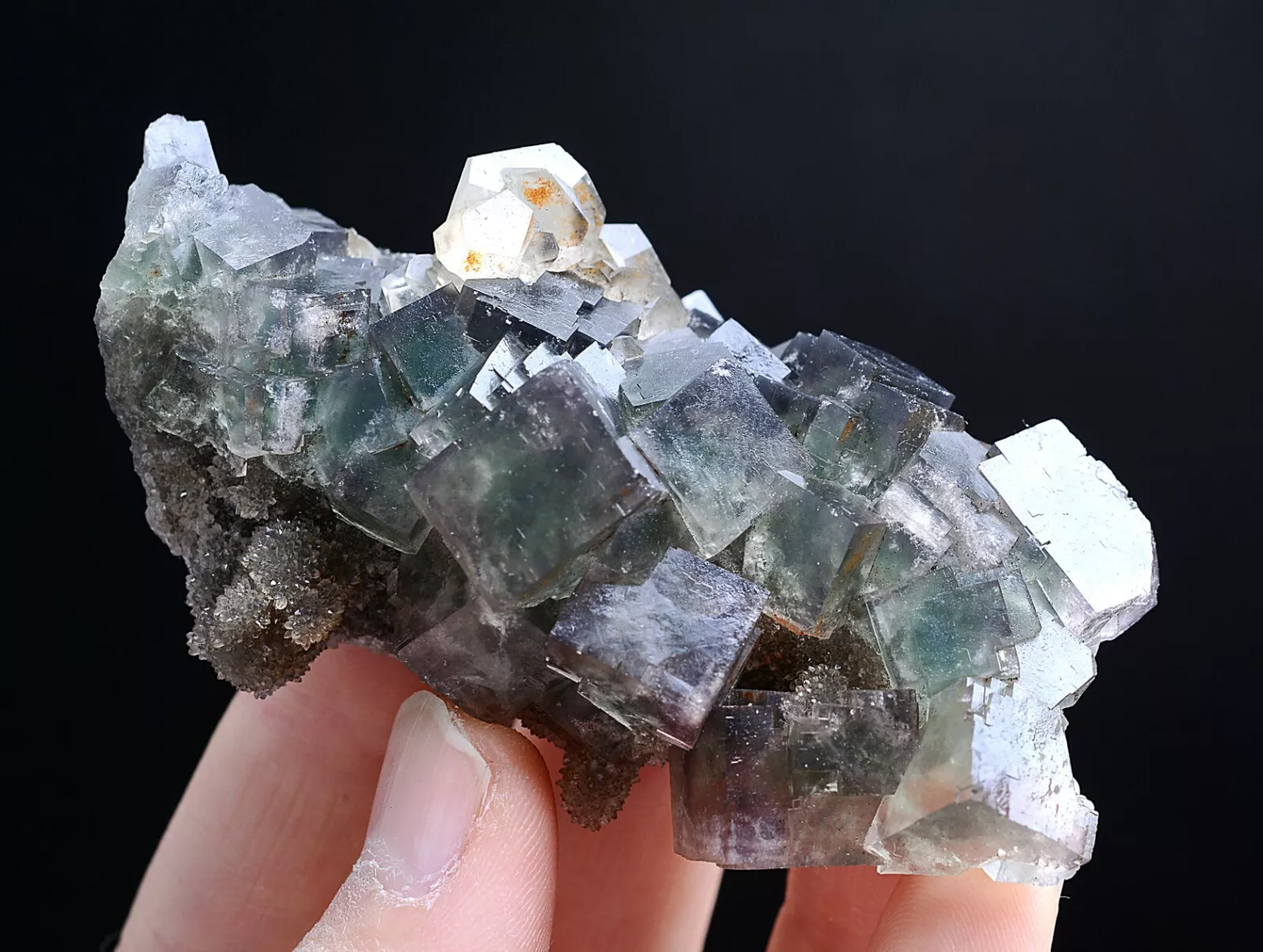 79g NATURAL Green Cubic FLUORITE & Pink Fluorescence Calcite Mineral Specimen