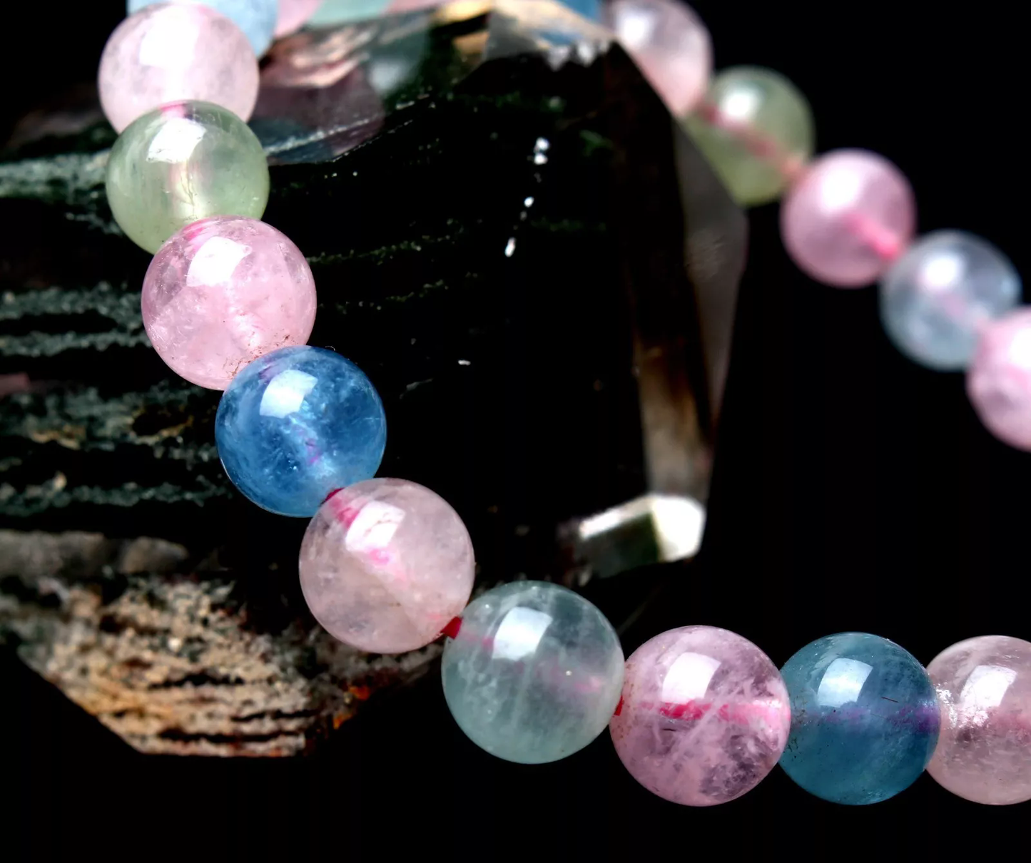 8mm Natural Colorful Morganite Gemstone Clear Beads Madam Healing Bracelet