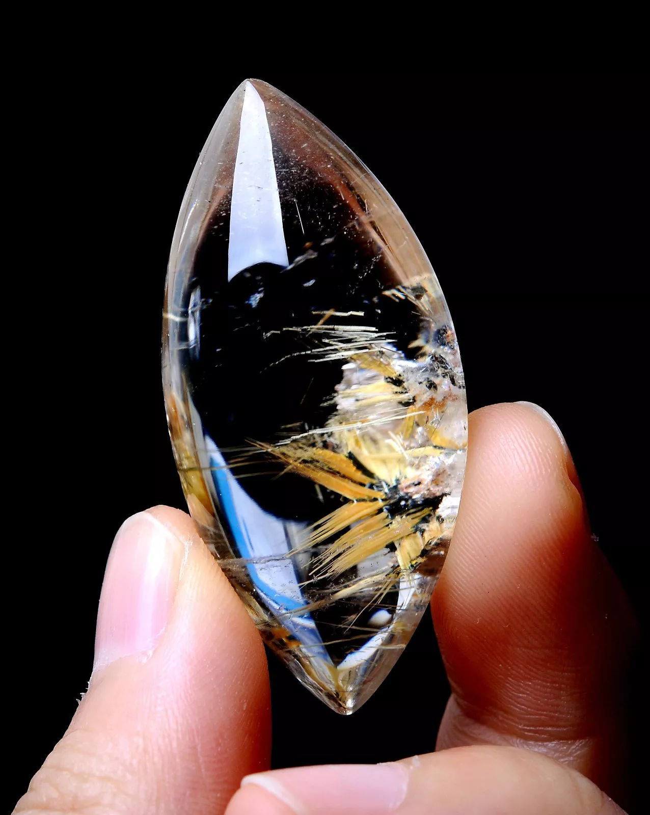 Natural Gold Rutilated Quartz Crystal Woman Men Cure Powerful Pendant 22.3g