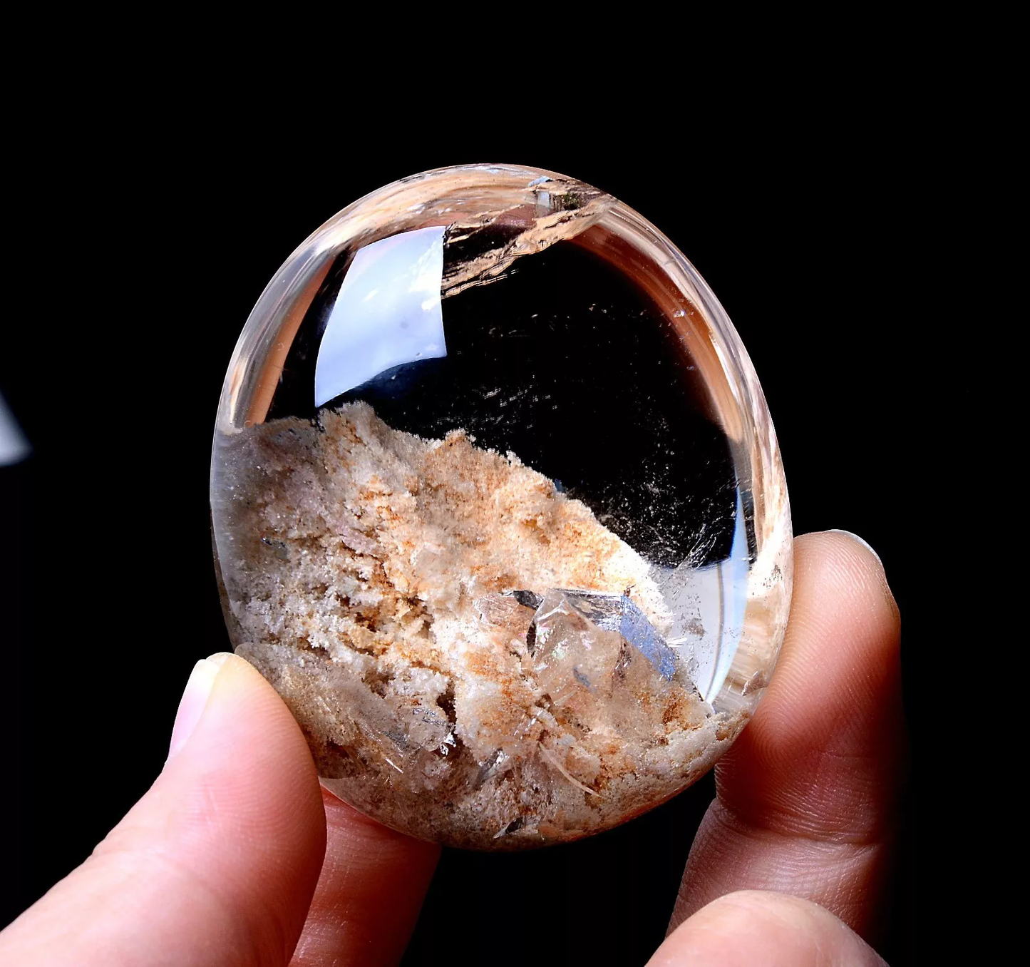 Natural Clear Gold Rutilated "Stone Inside Stone"Quartz Crystal Pendant 80.08g