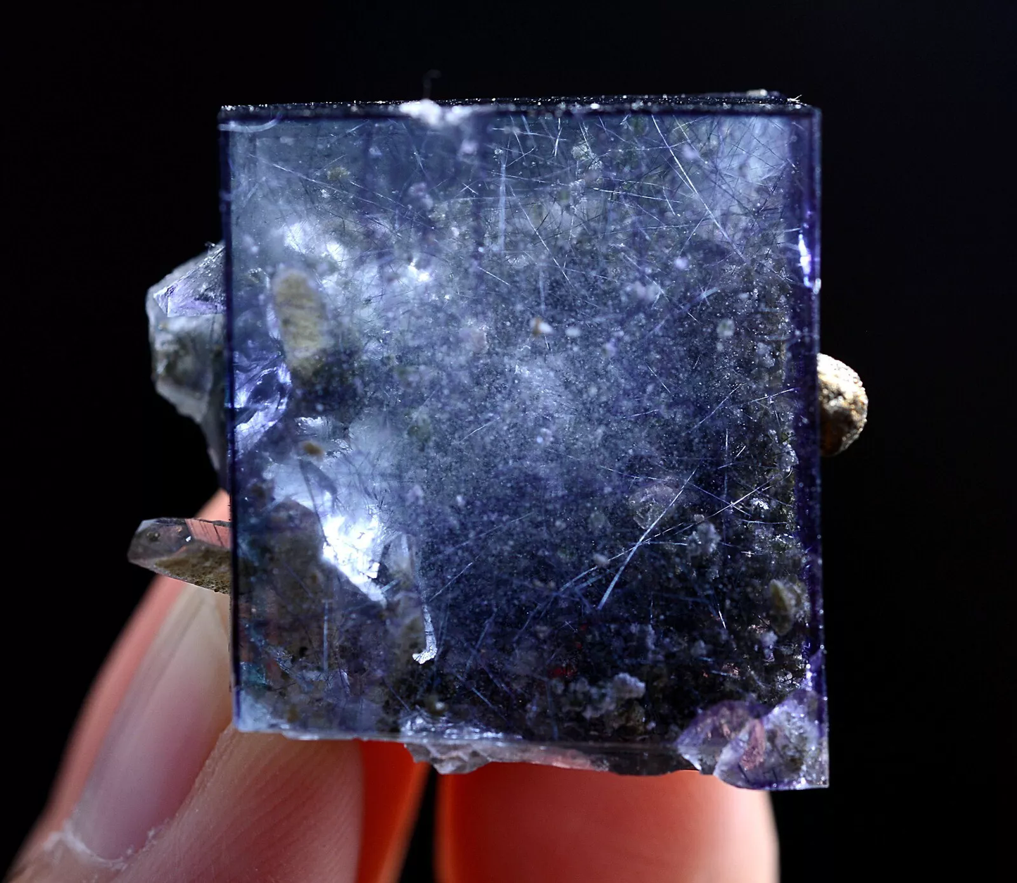 26g Natural Bismuthinite Purple FLUORITE Pyrite Mineral Specimen/Yaogang xian