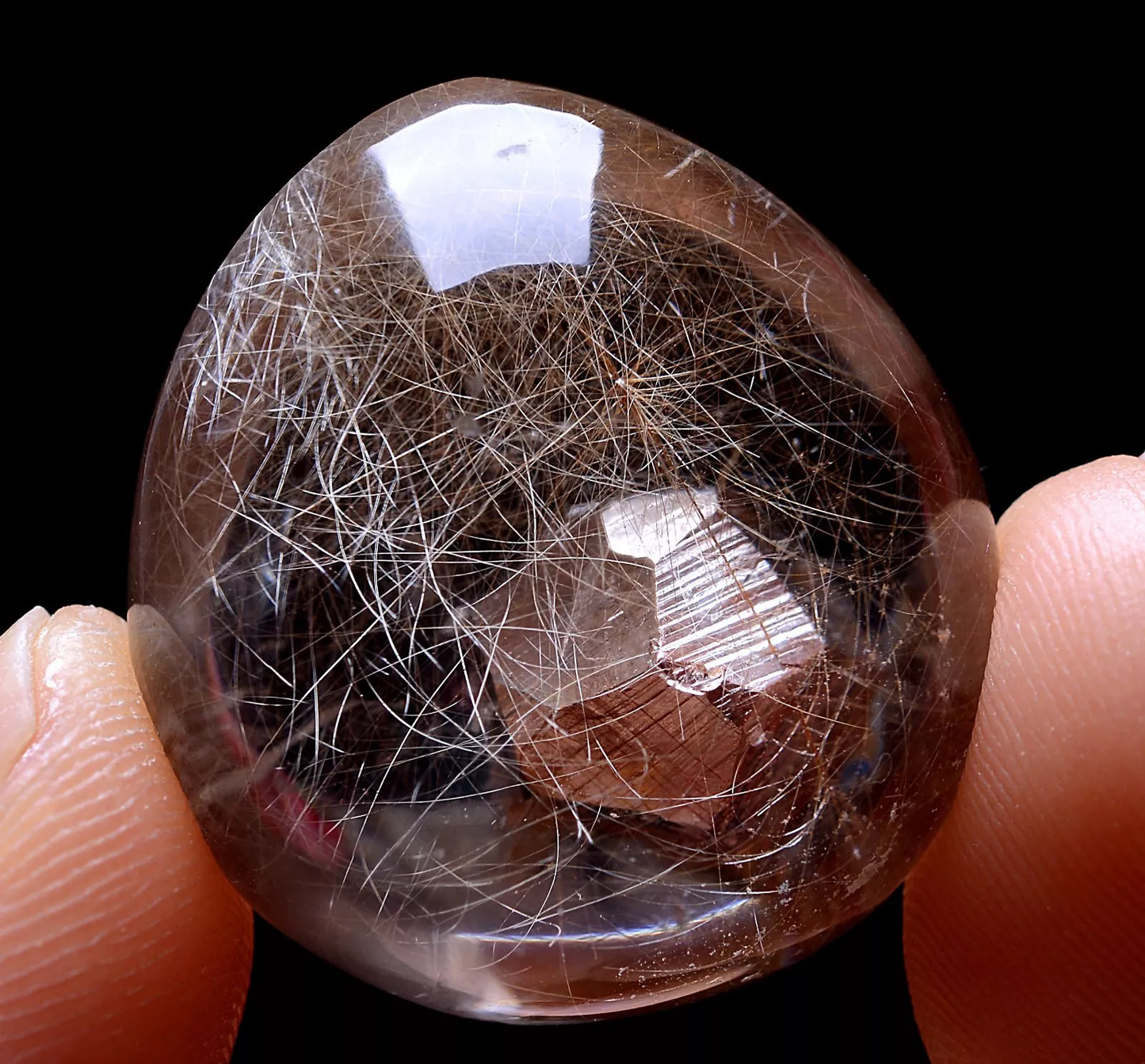 51.80ct Rare Natural Gold Rutilated "Stone Inside Stone"Quartz Crystal Pendant