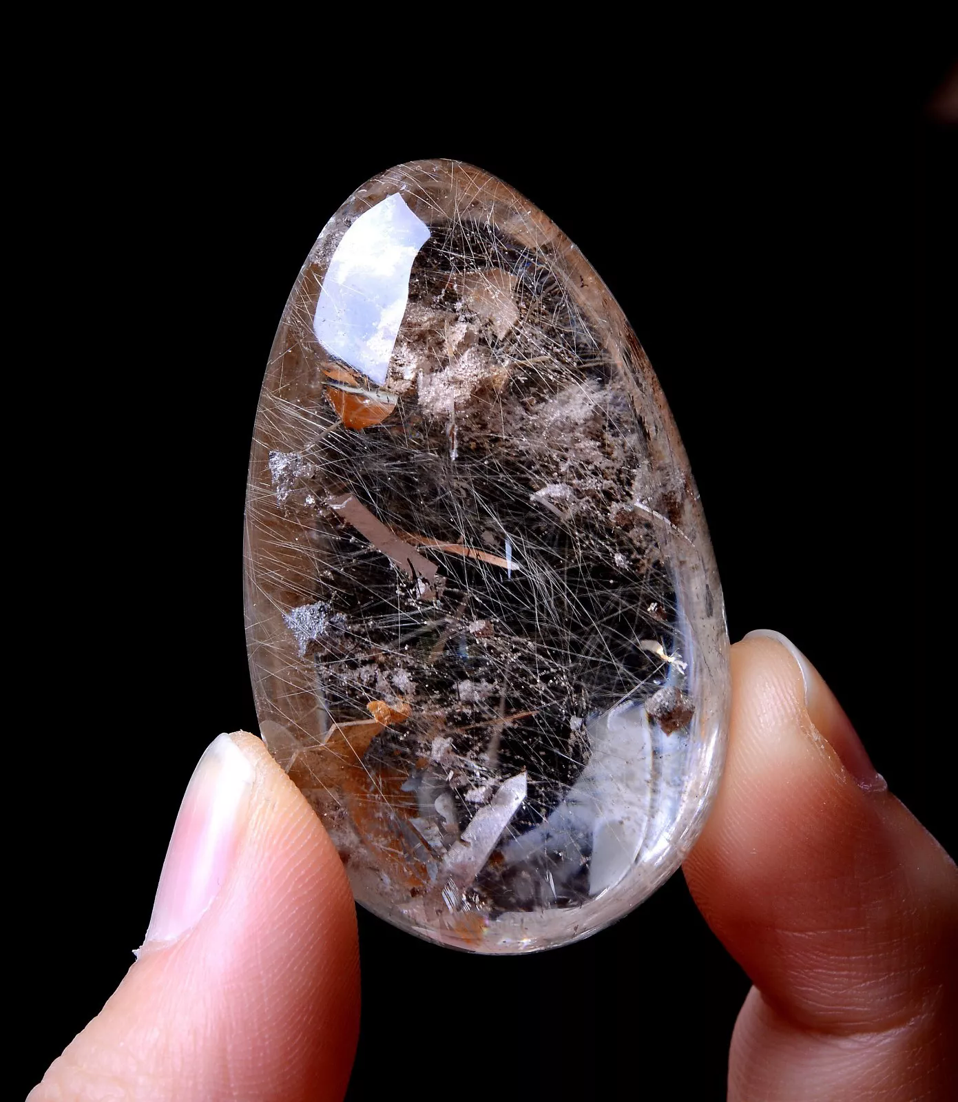 170.00CT NATURAL GOLD RUTILATED QUARTZ CRYSTAL "STONE INSIDE STONE" PENDANT