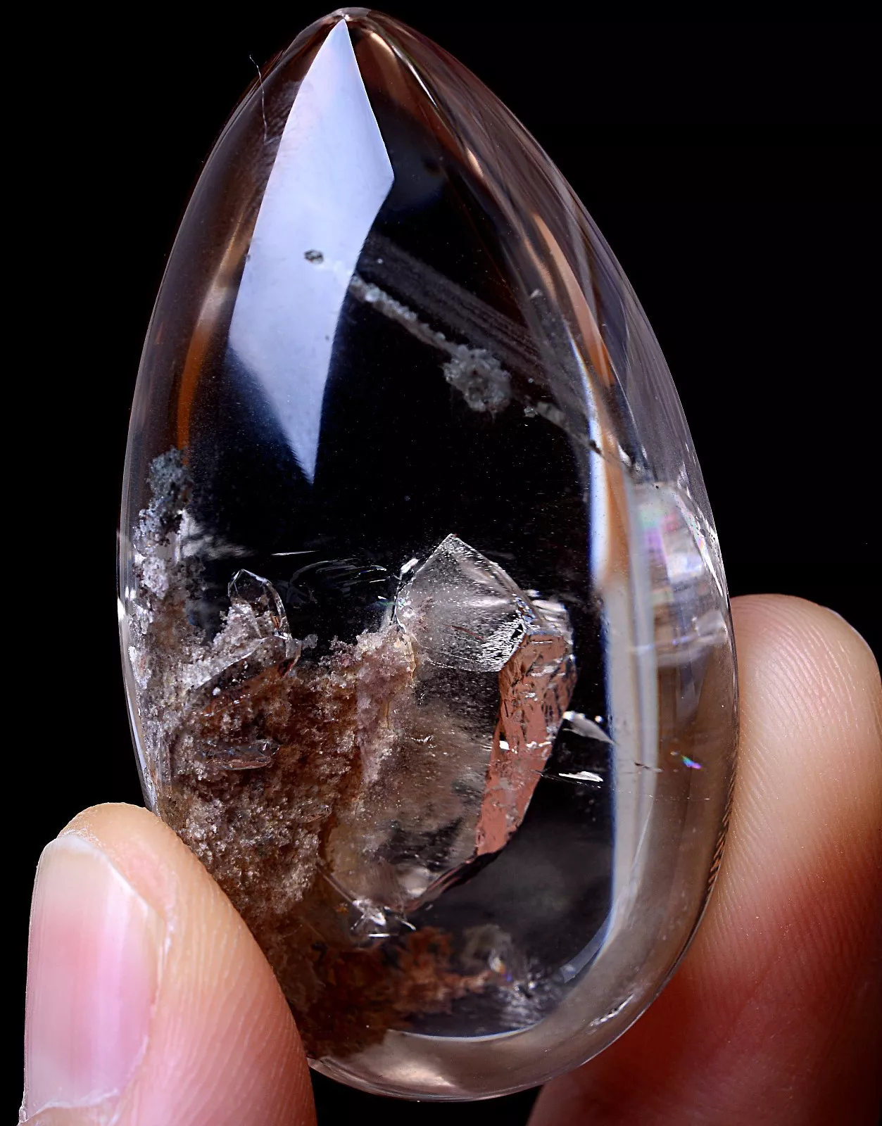 30.39g Natural Clear Gold Rutilated "Stone Inside Stone"Quartz Crystal Pendant