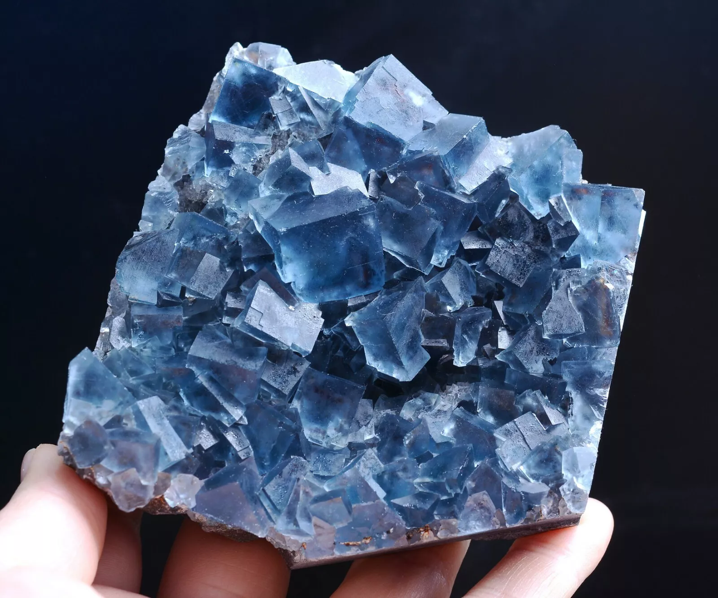 500g Natural Transparent Blue Cube Fluorite CRYSTAL CLUSTER Mineral Specimen