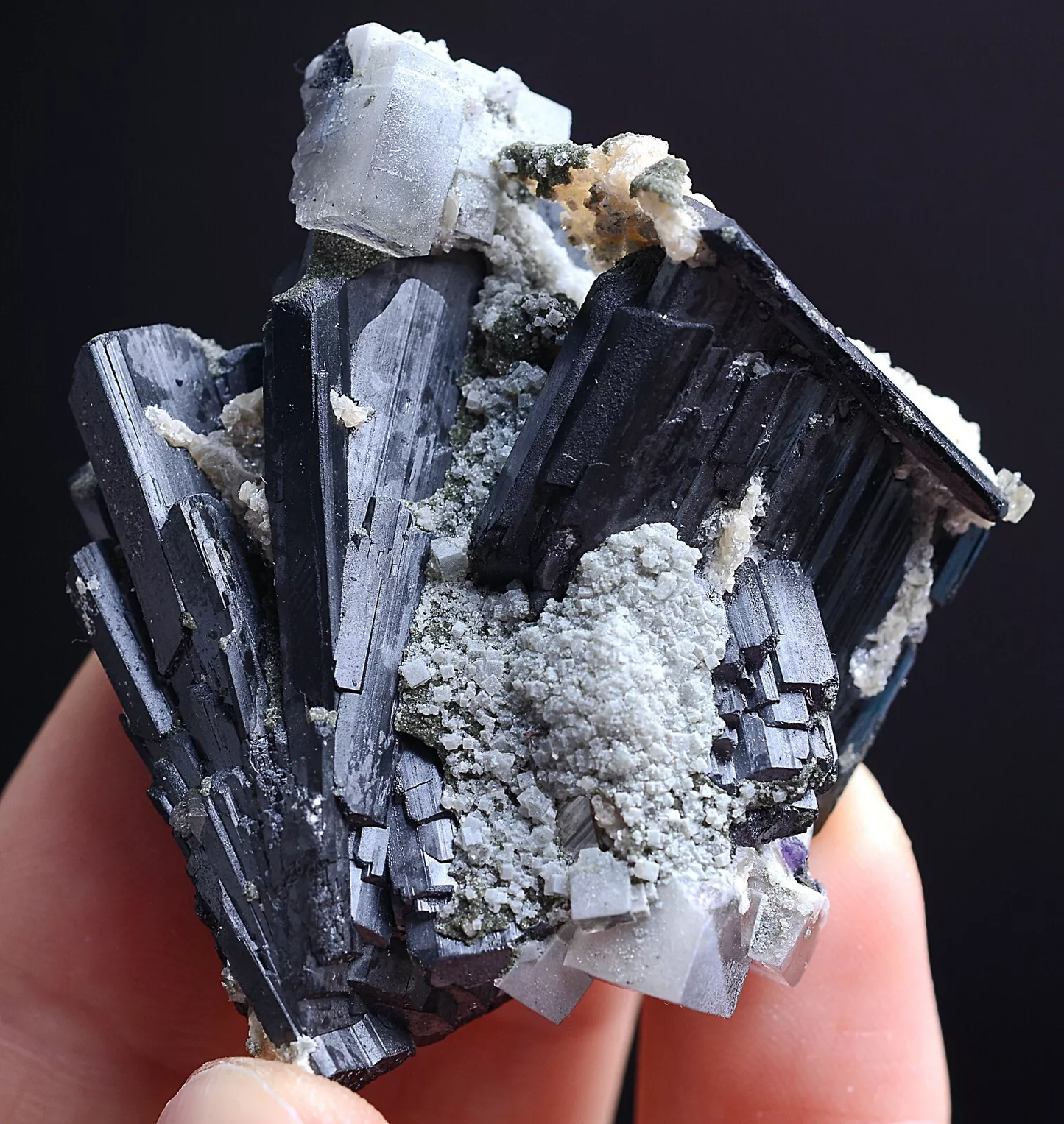 83g Natura Wolframite Purple FLUORITE Arsenopyrite Mineral Specimen/Yaogangxian