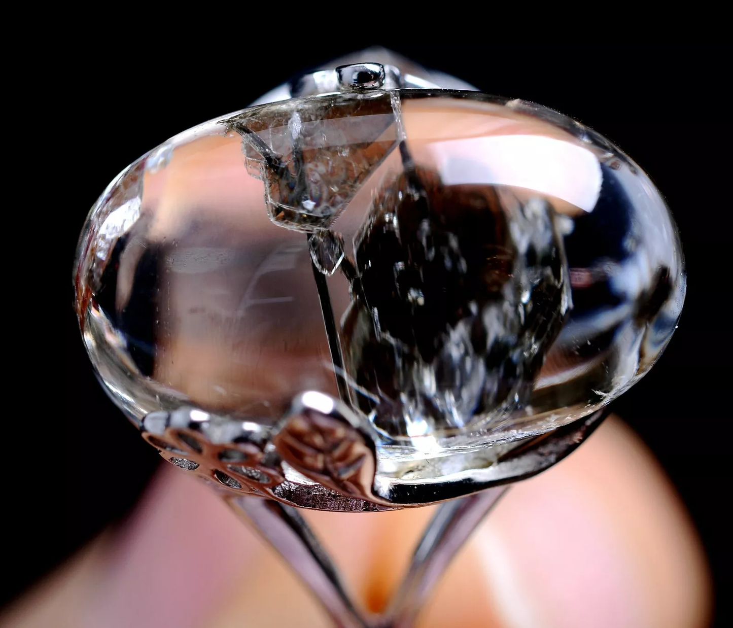 5.62g NATURAL RARE Clear Mica Quartz Crystal Sterling Silver Ring Adjustable