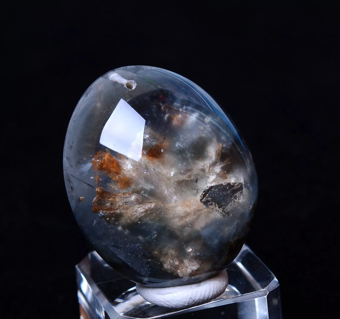 18.22g Natural Clear Green Ghost Phantom Quartz Crystal Pendant Healing