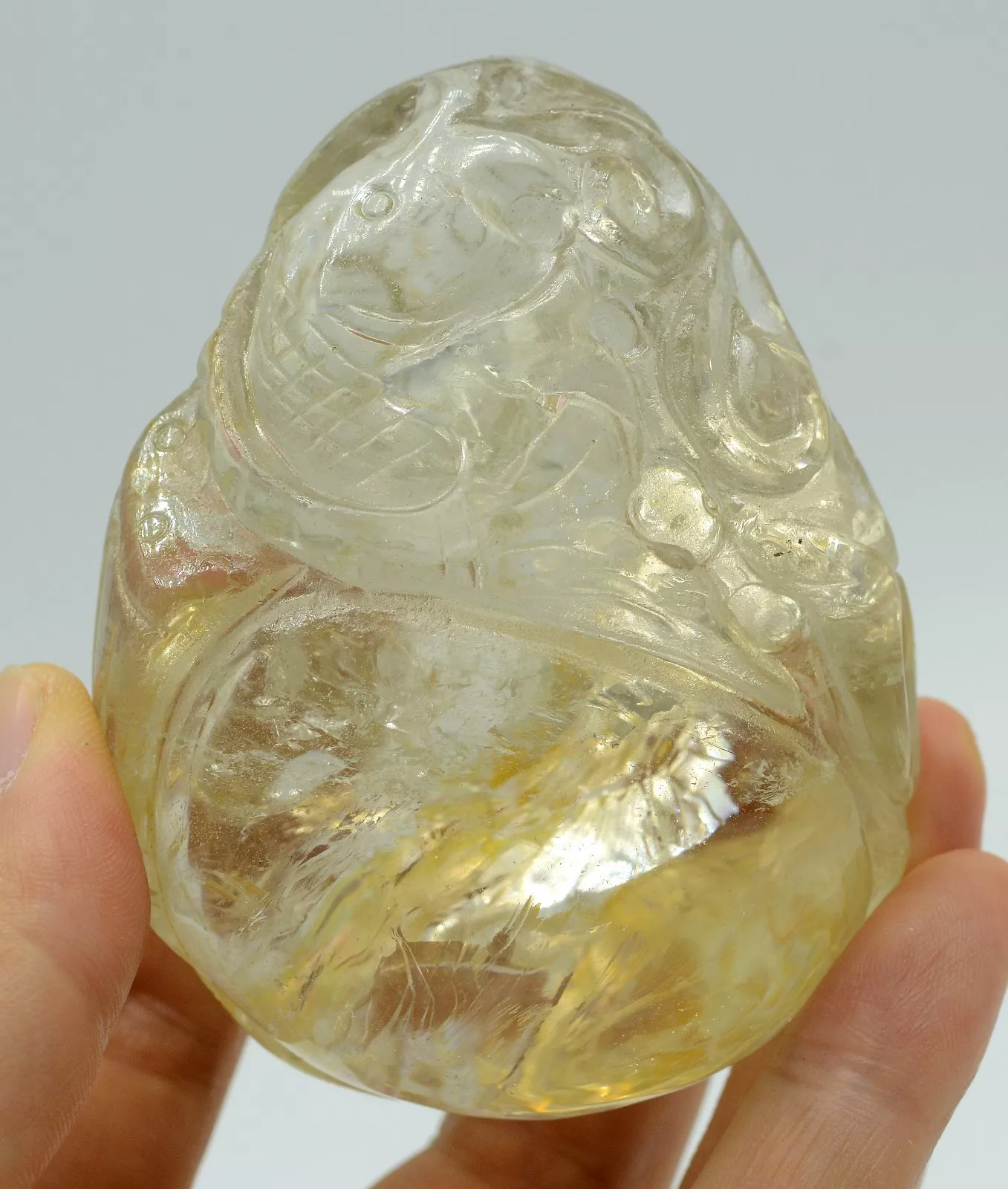 Natural Transparent QUARTZ Crystal Cluster Carving Mineral Specimen 228.60g