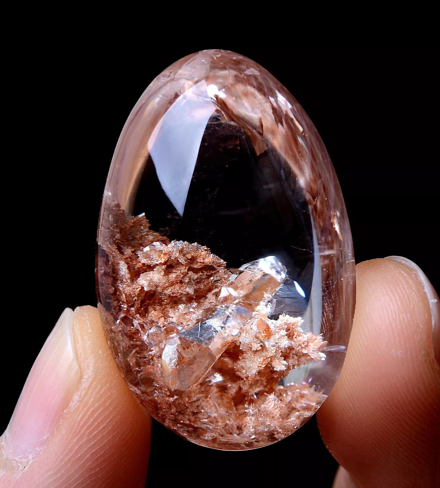 70.55ct NATURAL COLORFUL RED GHOST QUARTZ CRYSTAL "STONE INSIDE STONE" PENDANT