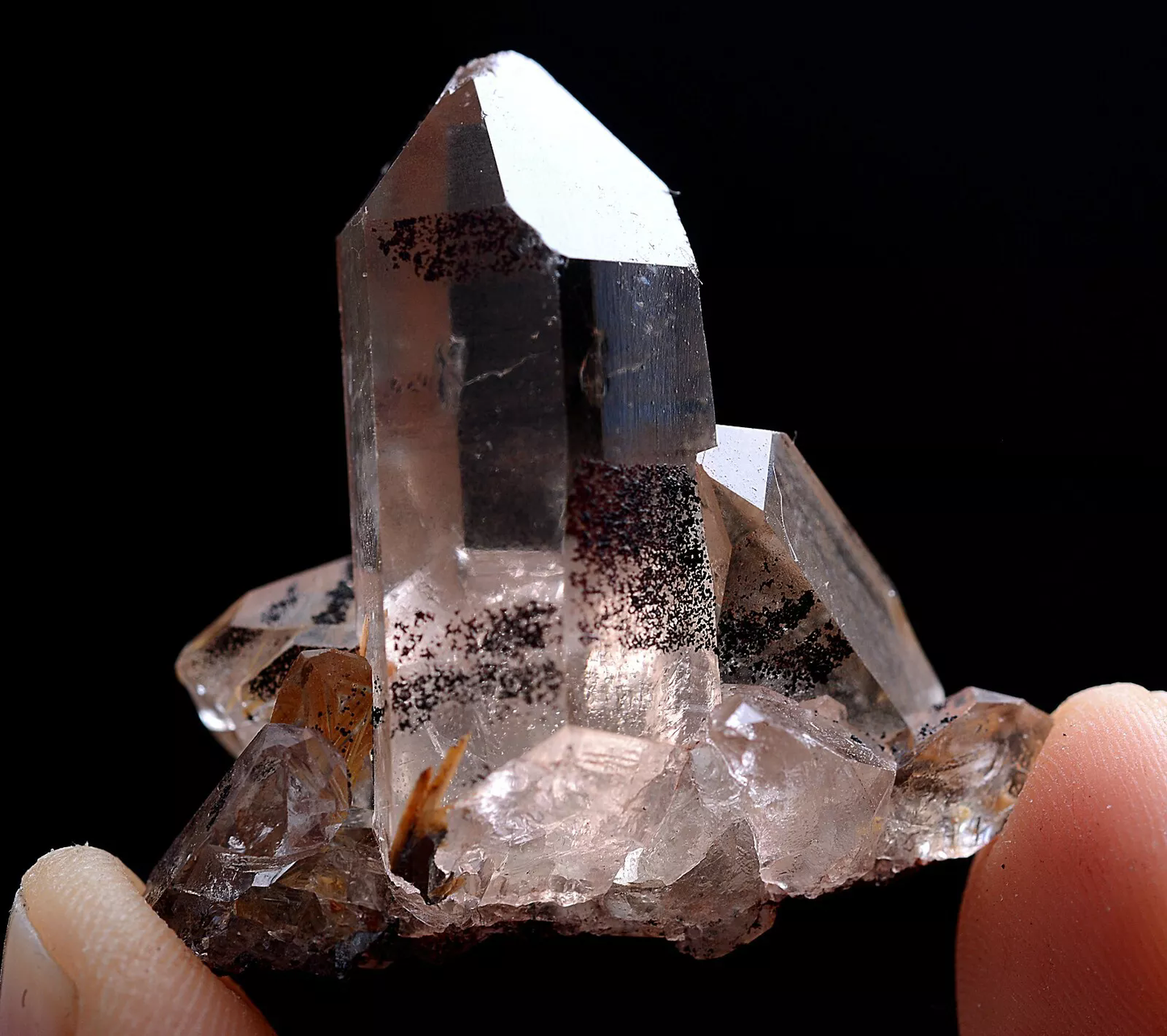 14g Natural Transparent Gold Rutilated Quarte Hair Crystal Mineral Specimens