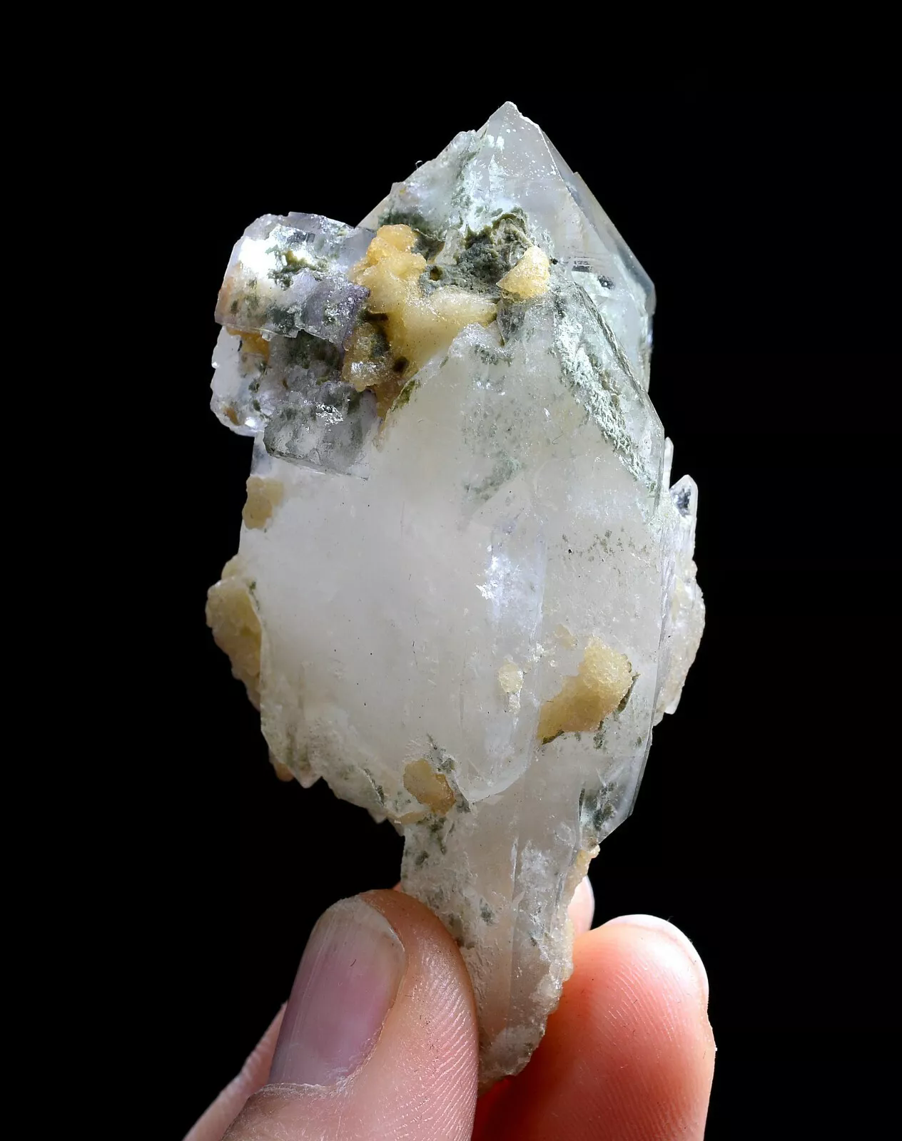 51gNatural Green Ghost Quarte Crystal & Purple Fluorite Mineral Specimens/China