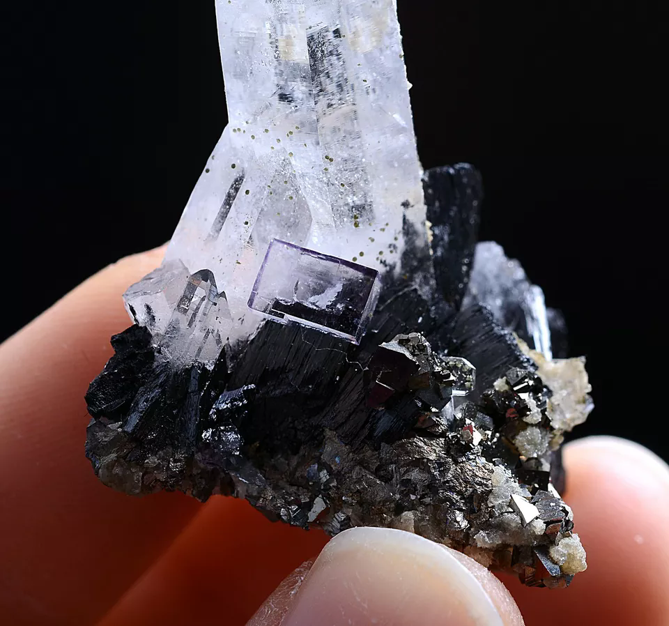 21g Natural Purple Fluorite Arsenopyrite Crystal Mineral Specimen/Yaogang xian