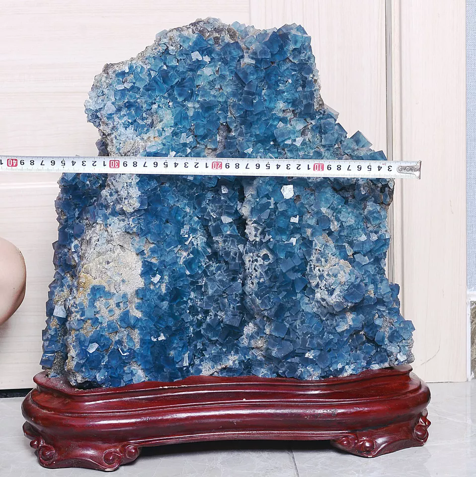 66.15lb Natural Transparent Blue Cube Fluorite CRYSTAL Mineral Specimen/ China