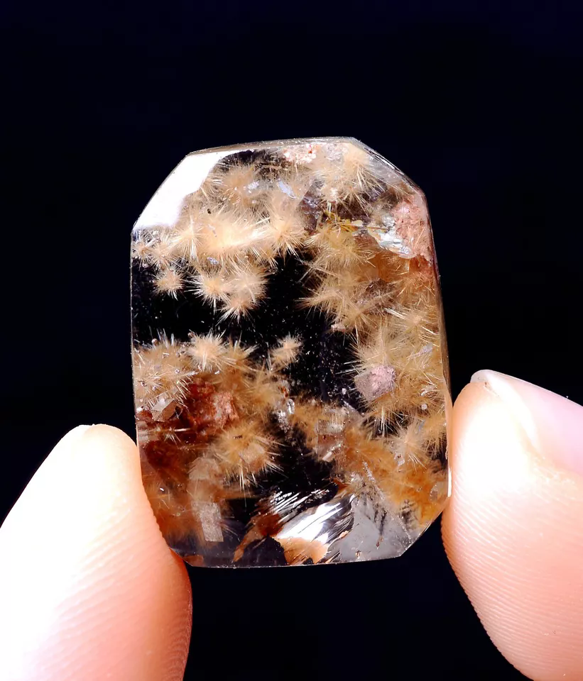 7.62g AA++Natural Clear Quartz Gold Hair Sunflower Rutilated Crystal Pendant