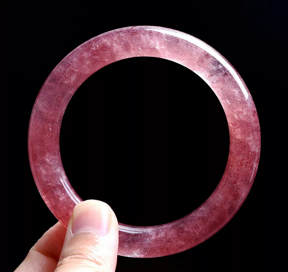 Natural Ice Strawberry Quartz Crystal Lady Girl Bracelet Inner Diameter 58.6mm