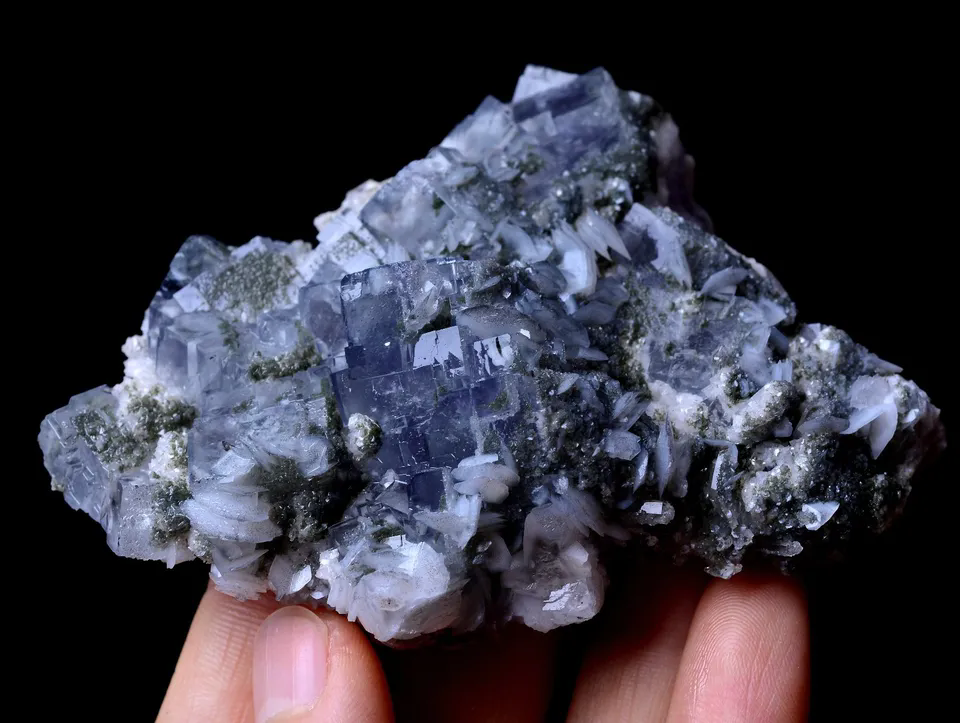 TRANSPARENT CUBIC PURPLE FLUORITE & Calcite Symbiotic MINERAL SPECIMEN 161.53g