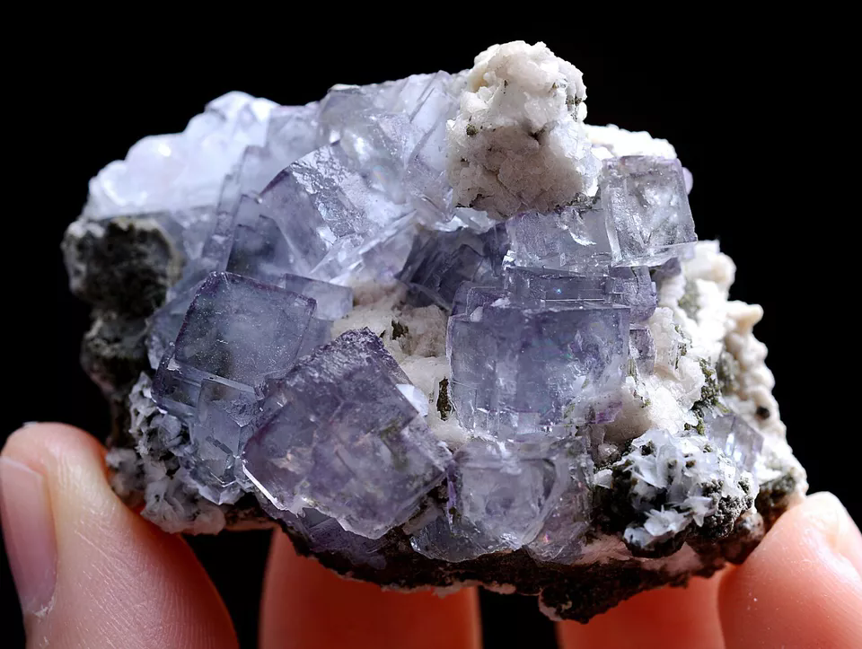 48g Natural Transparent Purple Fluorite Calcite Mineral Specimen/ Yaogang xian