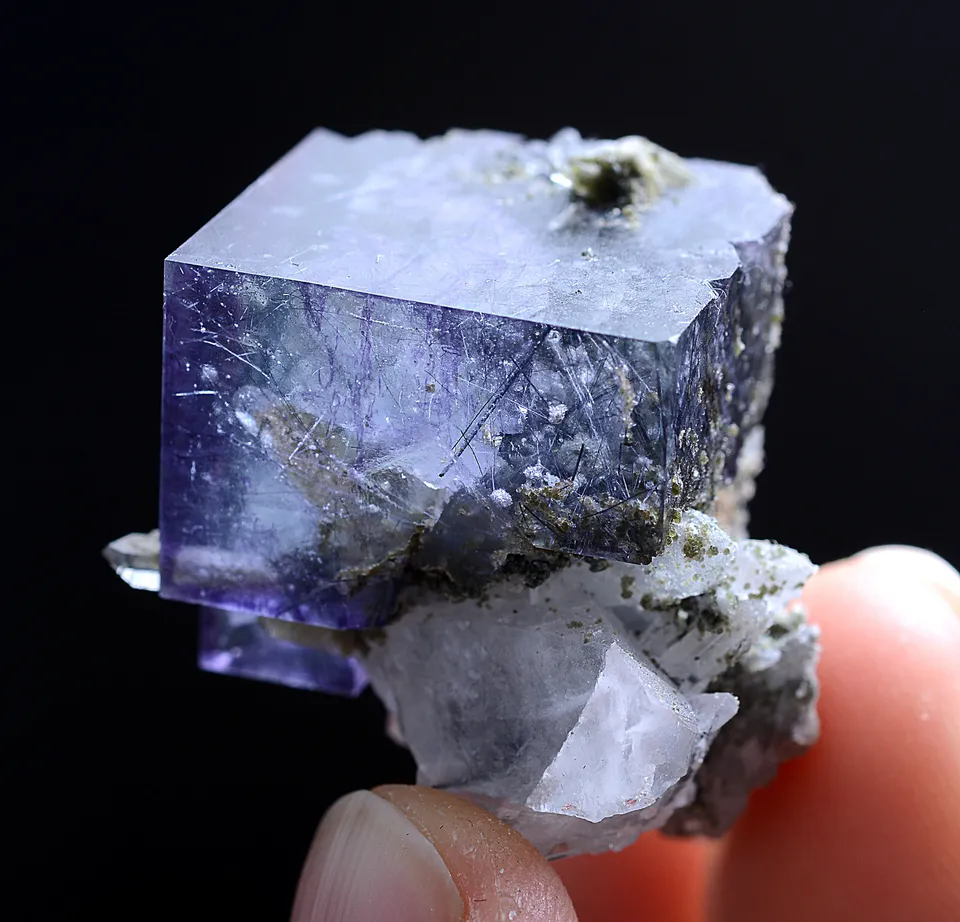 20g Natural Bismuthinite Purple FLUORITE & Pyrite Mineral Specimen/Yaogangxian