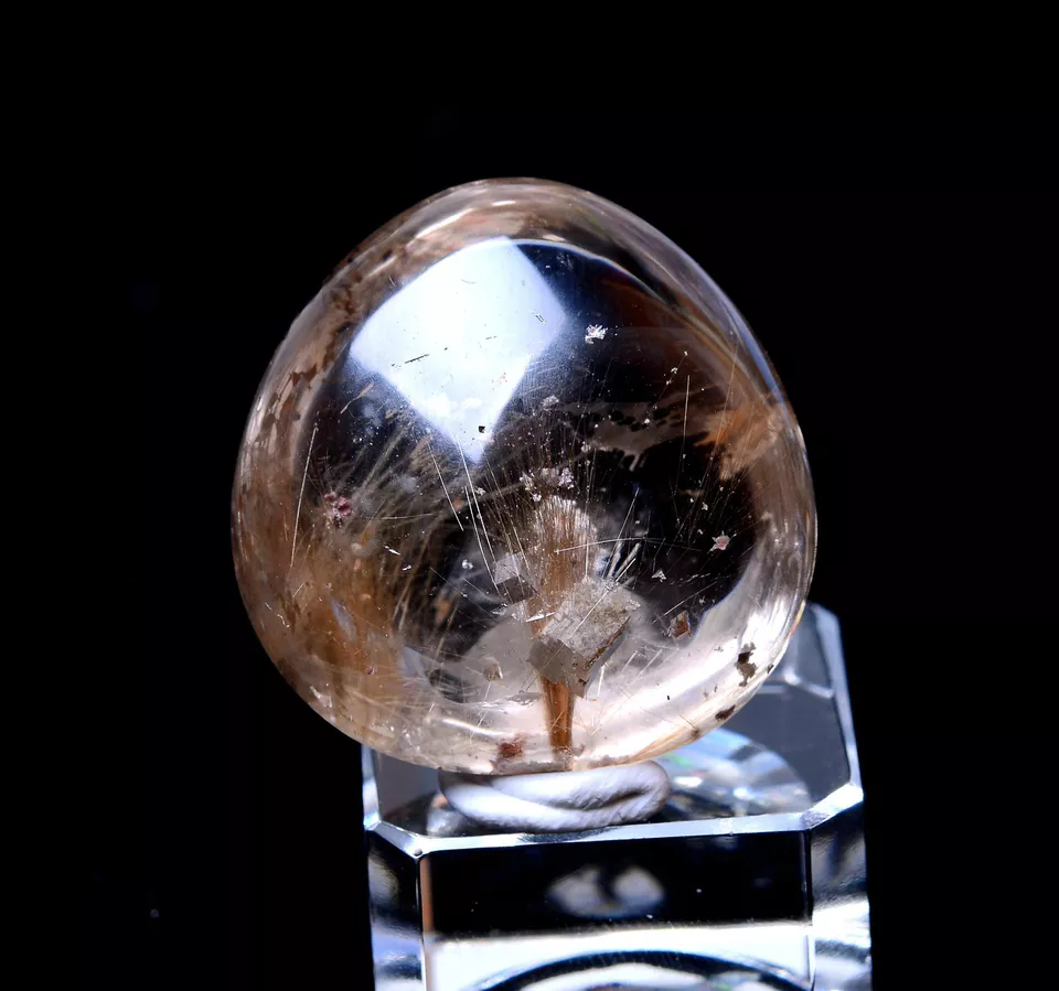 84.95ct Rare Healing Natural Calcite Gold Rutilated Quartz Crystal Pendant