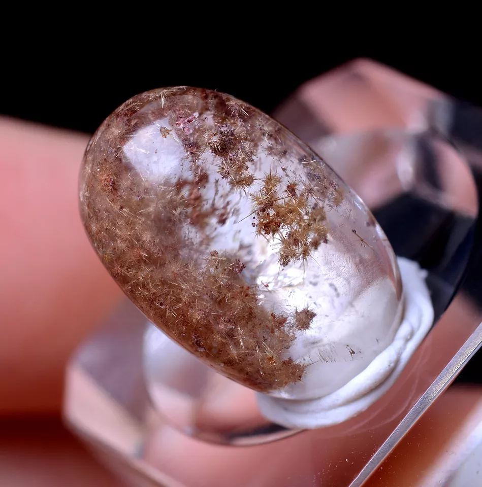 1.95g AA+++Natural Clear Quartz Sunflower Gold Hair Rutilated Crystal Ring