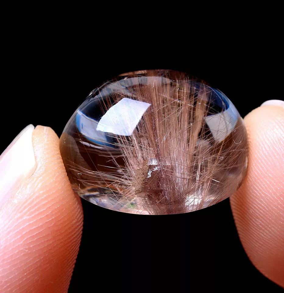 4.72gNatural Gold Rutilated "Stone Inside Stone"Quartz Crystal Pendant Healing