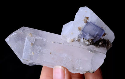 145g Rare Quartz CRYSTAL CLUSTER& Scheelite Fluorite Symbiotic Mineral  Specimen