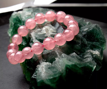 11.5mm Natural Madagascar Rose Quartz Crystal Round Beads Madam Gift  Bracelet