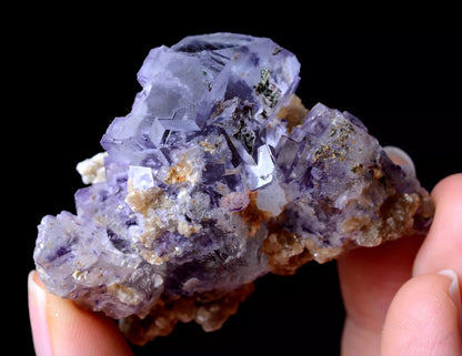 52g YaoGang Xian RARE PURPLE CUBIC FLUORITE & CALCITE SYMBIOTIC MINERAL  SAMPLES