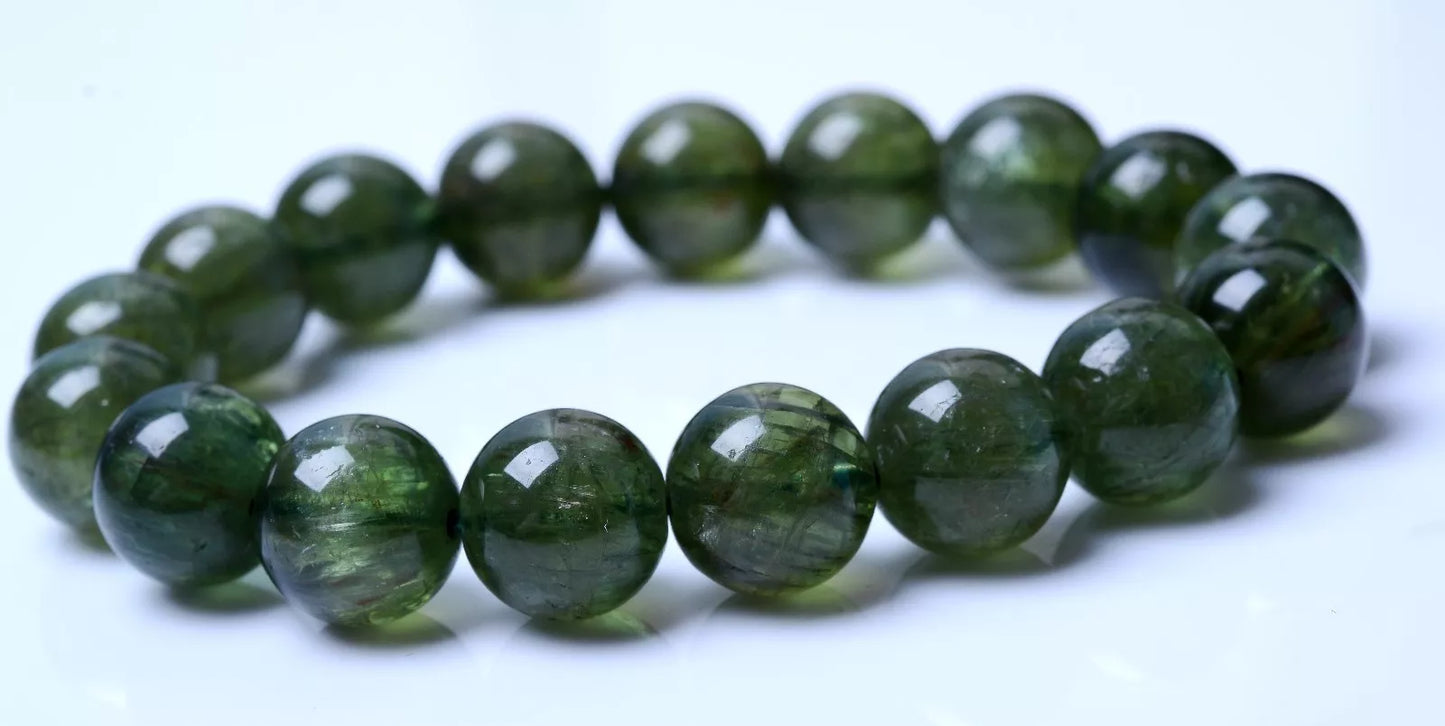 12mm Natural Green Apatite Cat Eye Crystal Round Beads Man & Woman  Bracelet